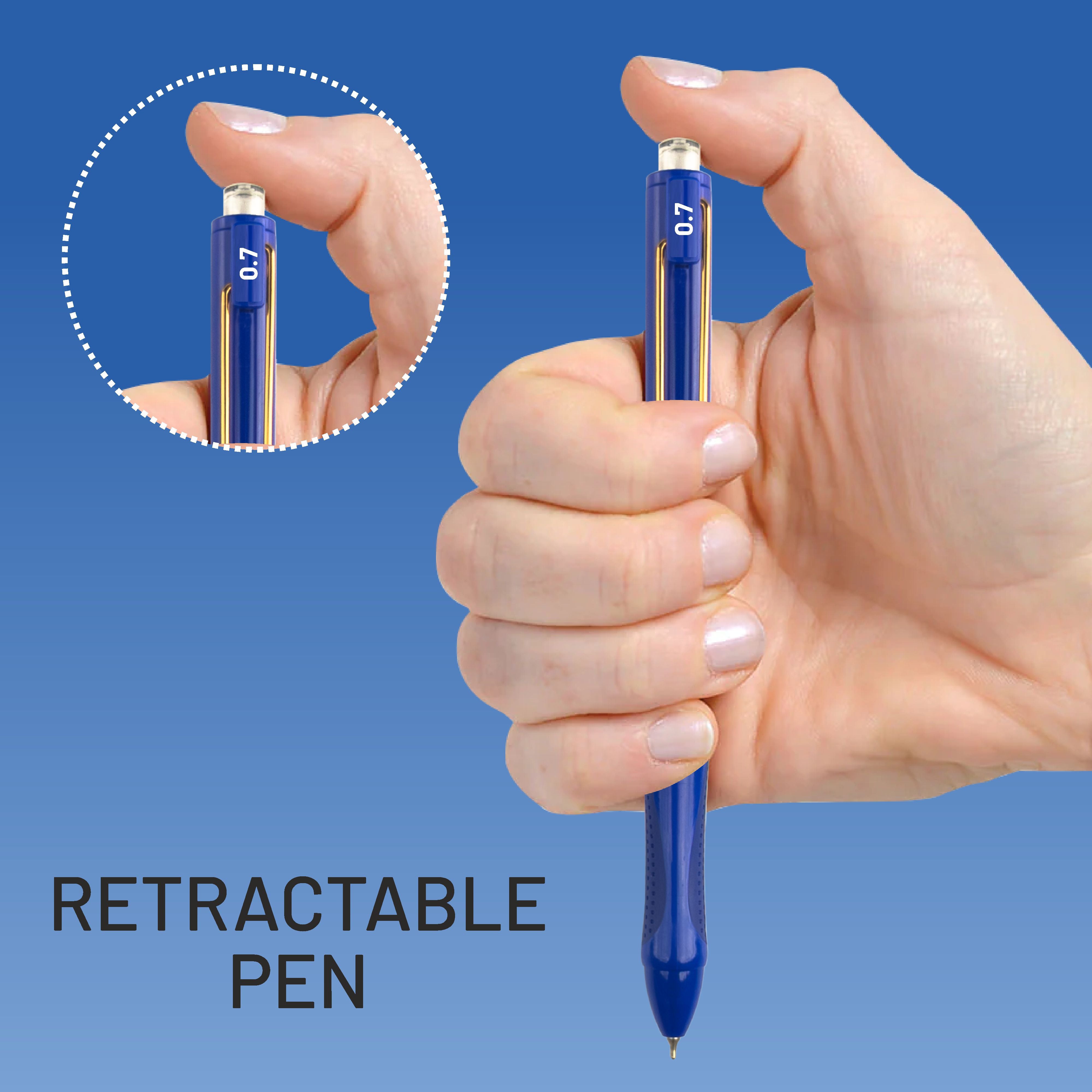 Anupam Snapy Gel Pens, Waterproof Quick Dry Ink, 0.7mm Fine Point Retractable Smooth Writing Pens