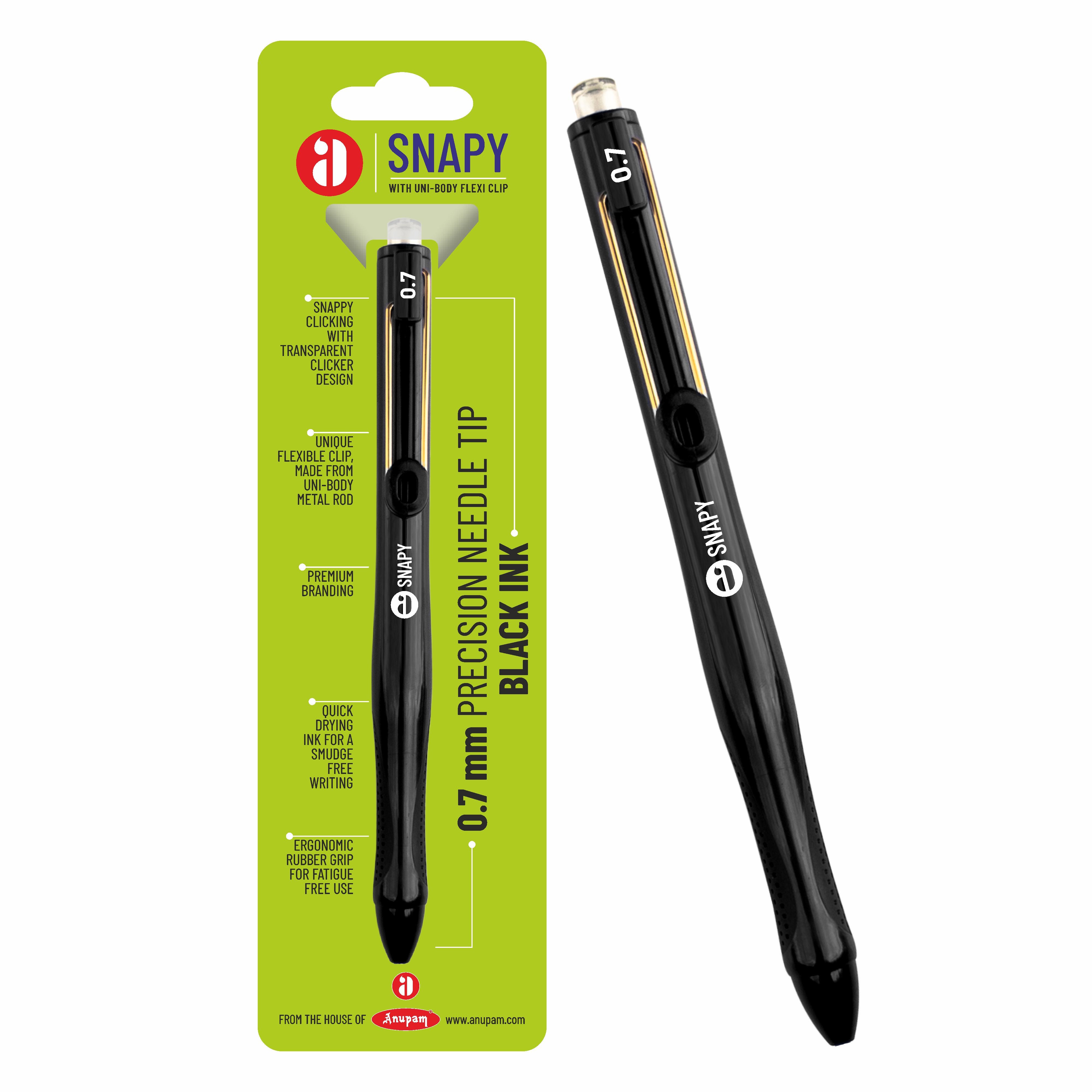 Anupam Snapy Gel Pens, Waterproof Quick Dry Ink, 0.7mm Fine Point Retractable Smooth Writing Pens