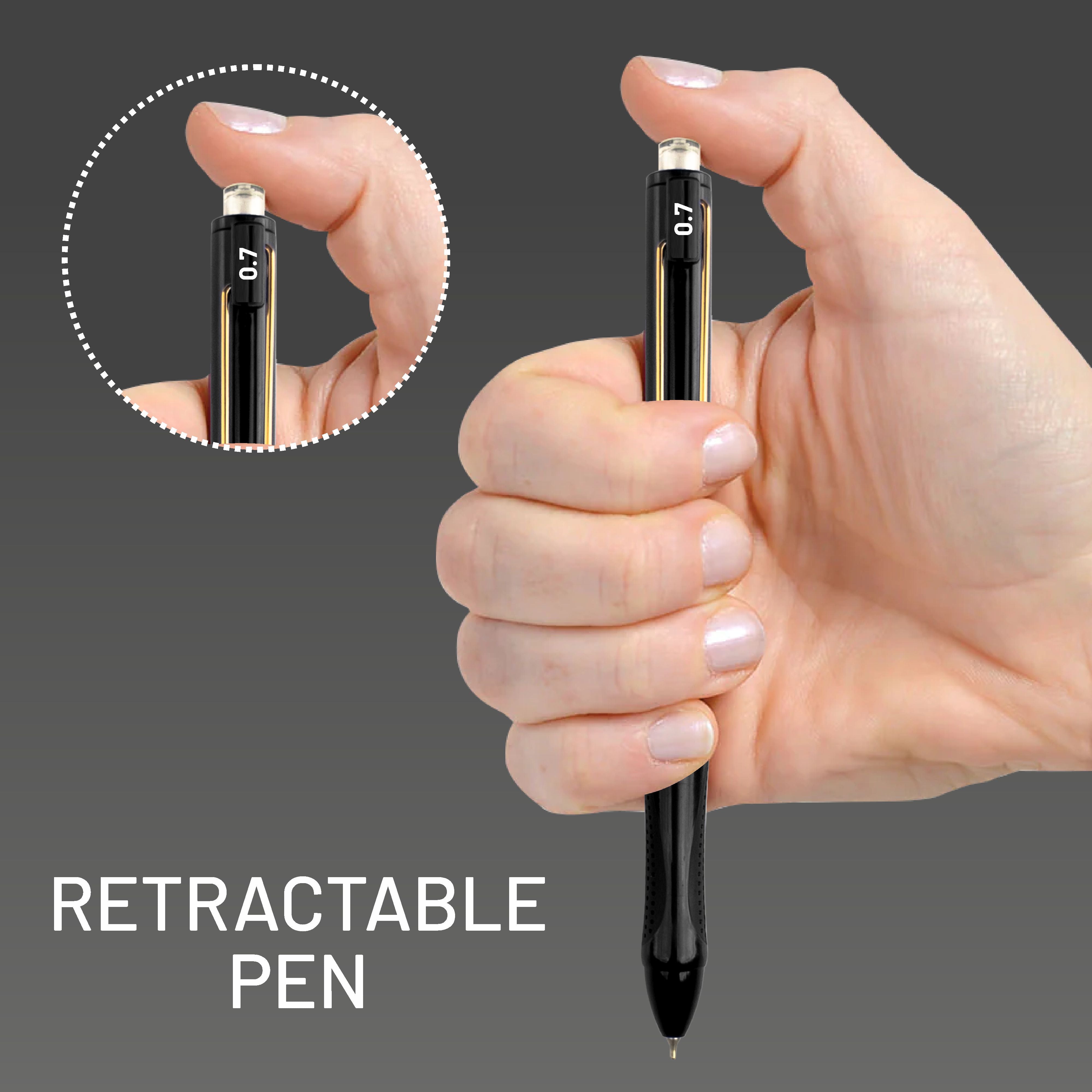 Anupam Snapy Gel Pens, Waterproof Quick Dry Ink, 0.7mm Fine Point Retractable Smooth Writing Pens