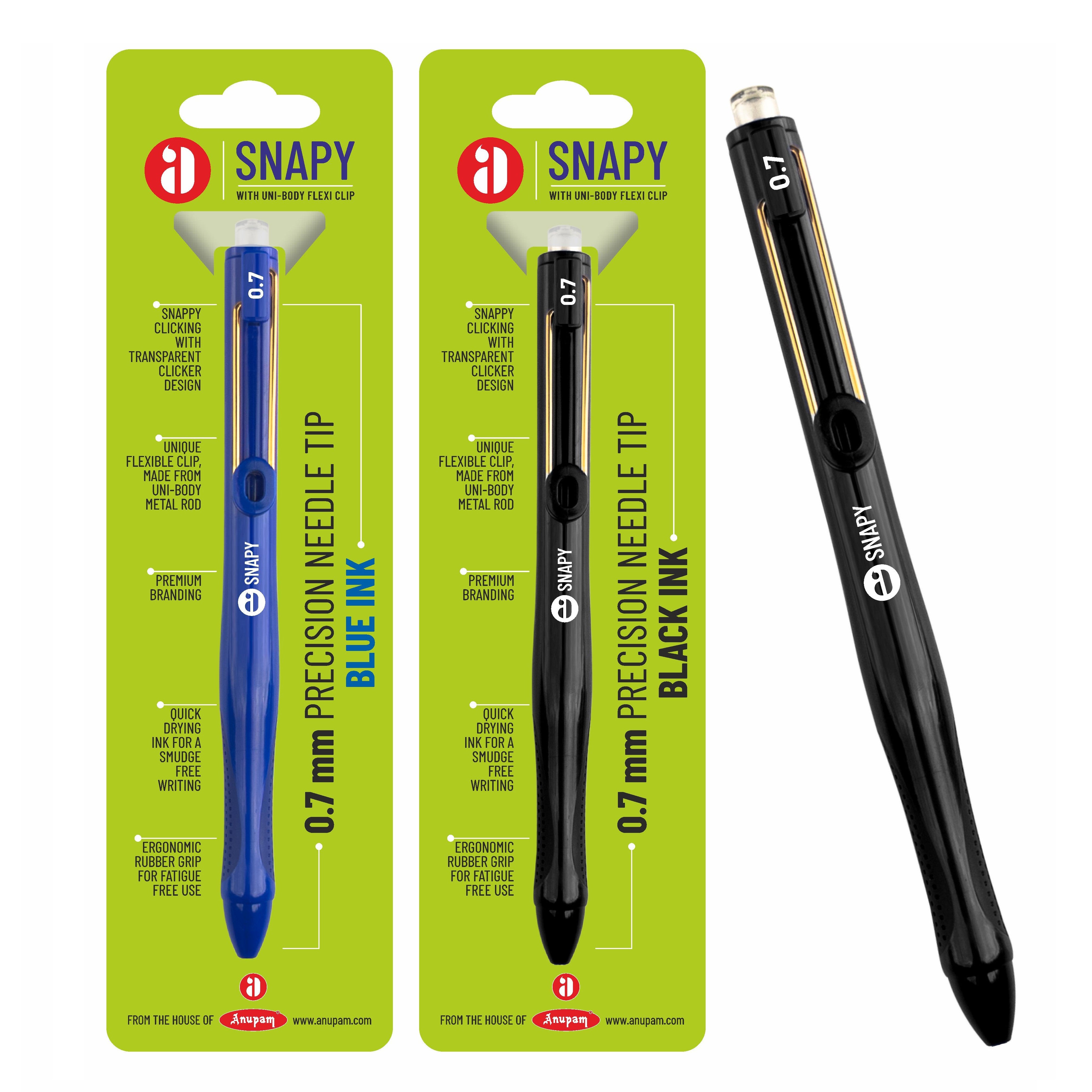 Anupam Snapy Gel Pens, Waterproof Quick Dry Ink, 0.7mm Fine Point Retractable Smooth Writing Pens
