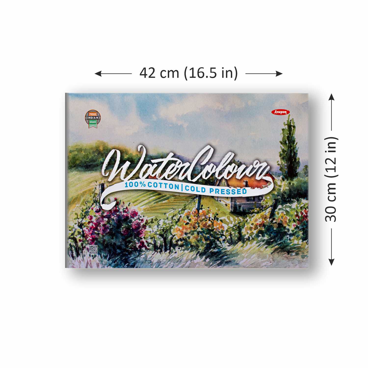 Anupam 100% Cotton Water Colour Paper Pad-Acid Free - Cold Pressed - 250 GSM - 15 Sheets