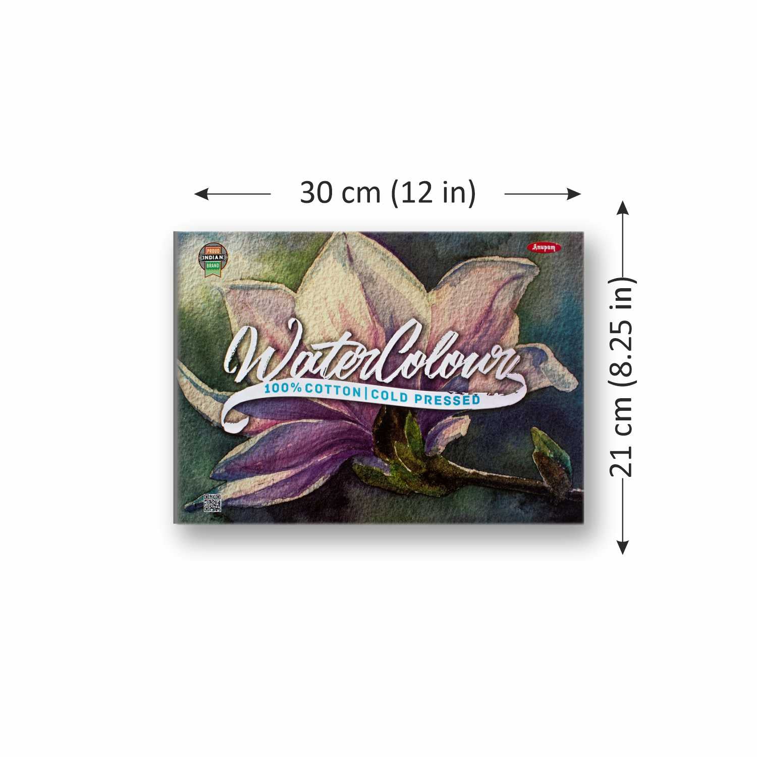 Anupam 100% Cotton Water Colour Paper Pad-Acid Free - Cold Pressed - 250 GSM - 15 Sheets