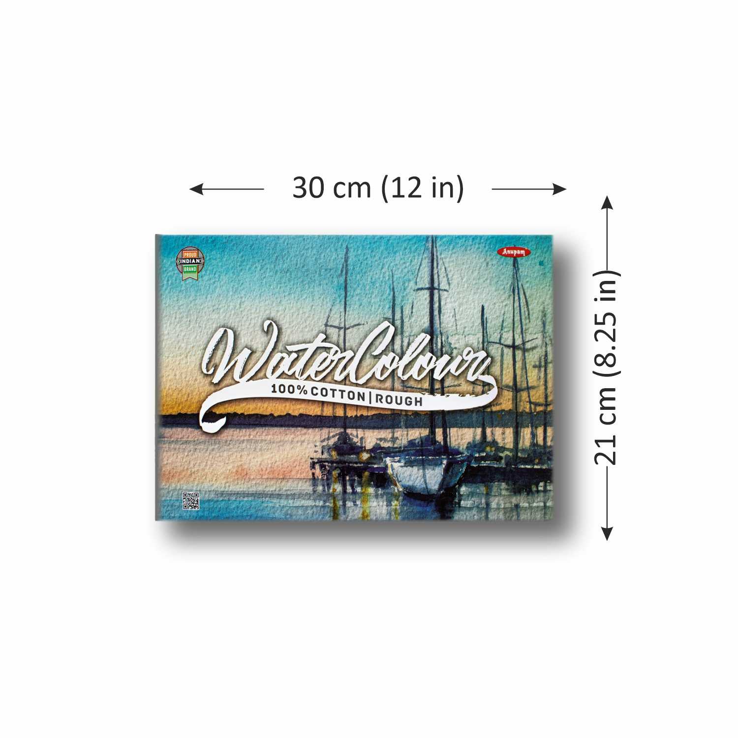 Anupam 100% Cotton Water Colour Paper Pad-Acid Free-Rough Pressed - 250 GSM - 15 Sheets