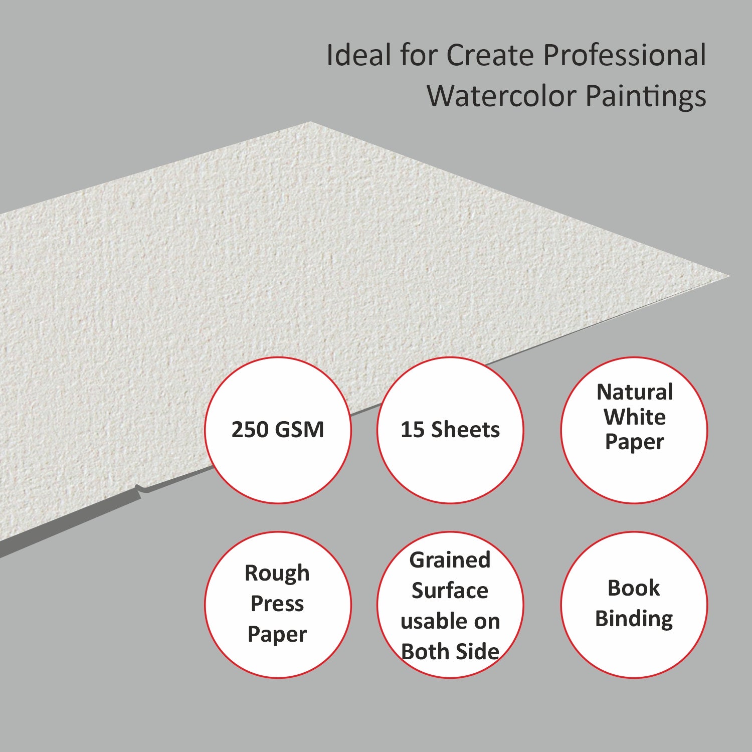 Anupam 100% Cotton Water Colour Paper Pad-Acid Free-Rough Pressed - 250 GSM - 15 Sheets