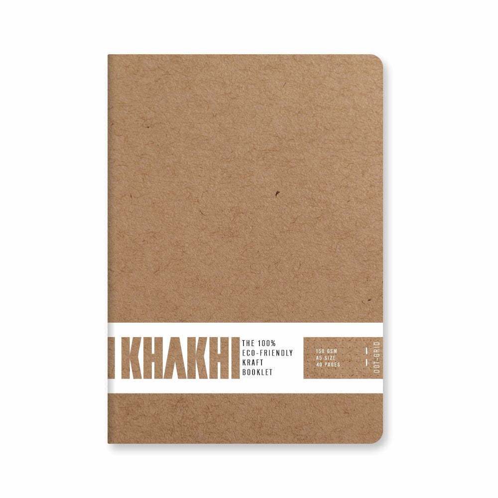 Anupam Khakhi Booklet Sketchbook - 100% Recycled Khaki Toned-Soft Cover-Dotted Grid Paper - Acid Free-150 GSM- 40 Pages