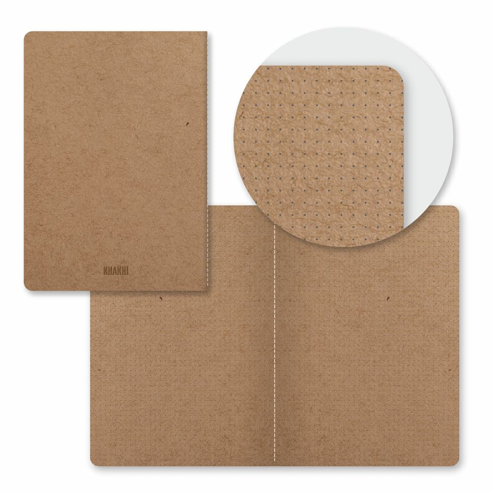 Anupam Khakhi Booklet Sketchbook - 100% Recycled Khaki Toned-Soft Cover-Dotted Grid Paper - Acid Free-150 GSM- 40 Pages
