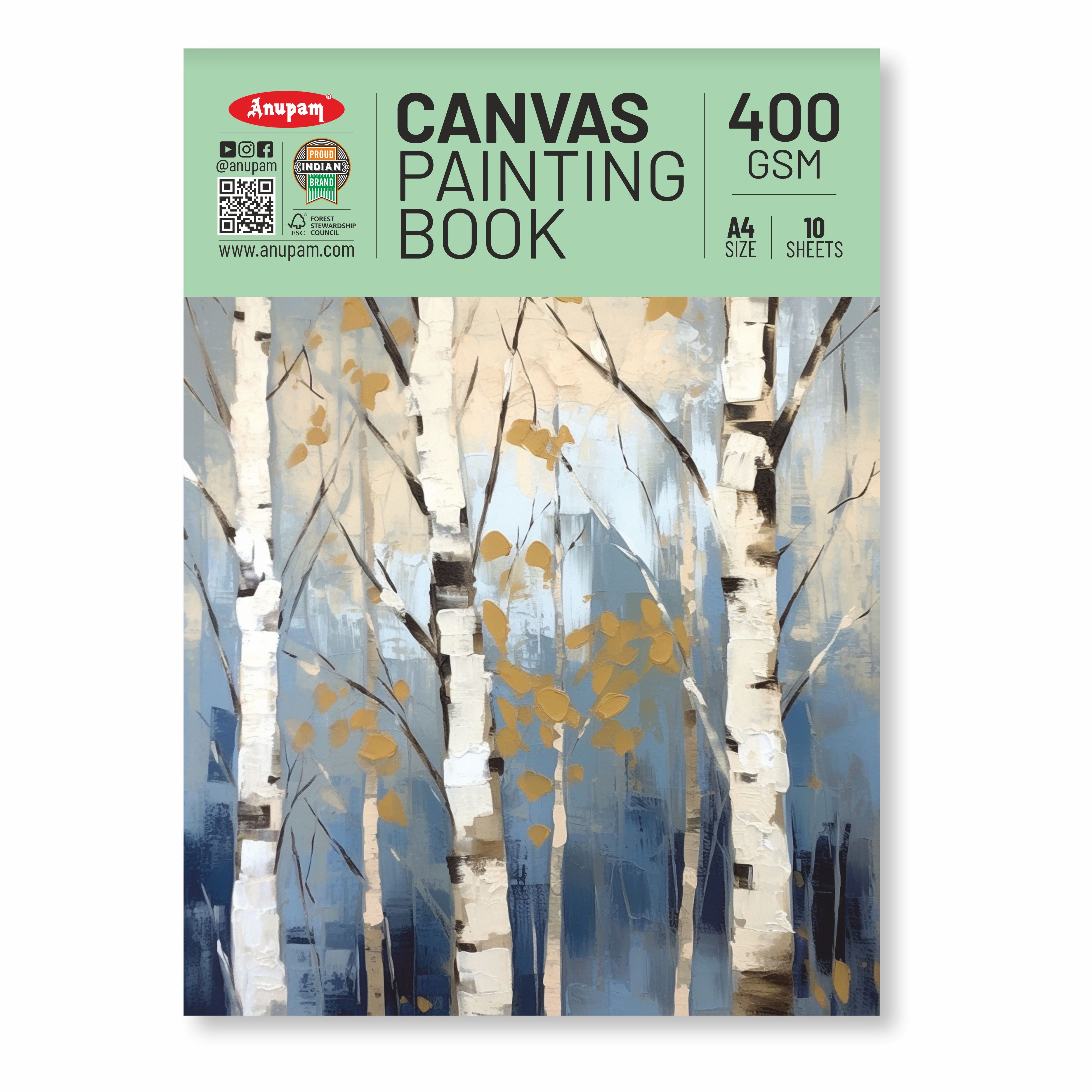 Anupam Canvas Pad Acrylic Gesso Primed Acid Free-10 Oz -400GSM-(10 Sheets)