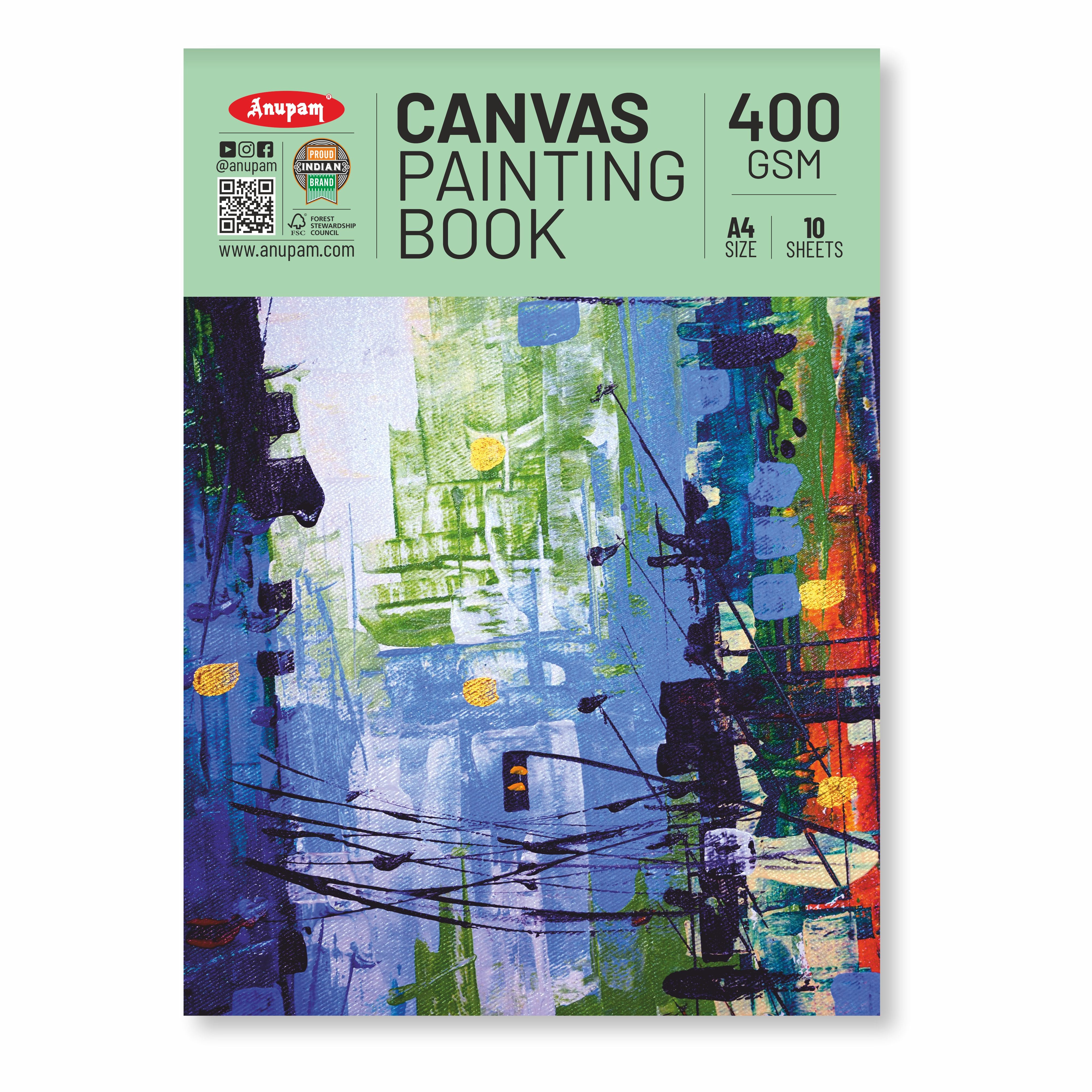 Anupam Canvas Pad Acrylic Gesso Primed Acid Free-10 Oz -400GSM-(10 Sheets)