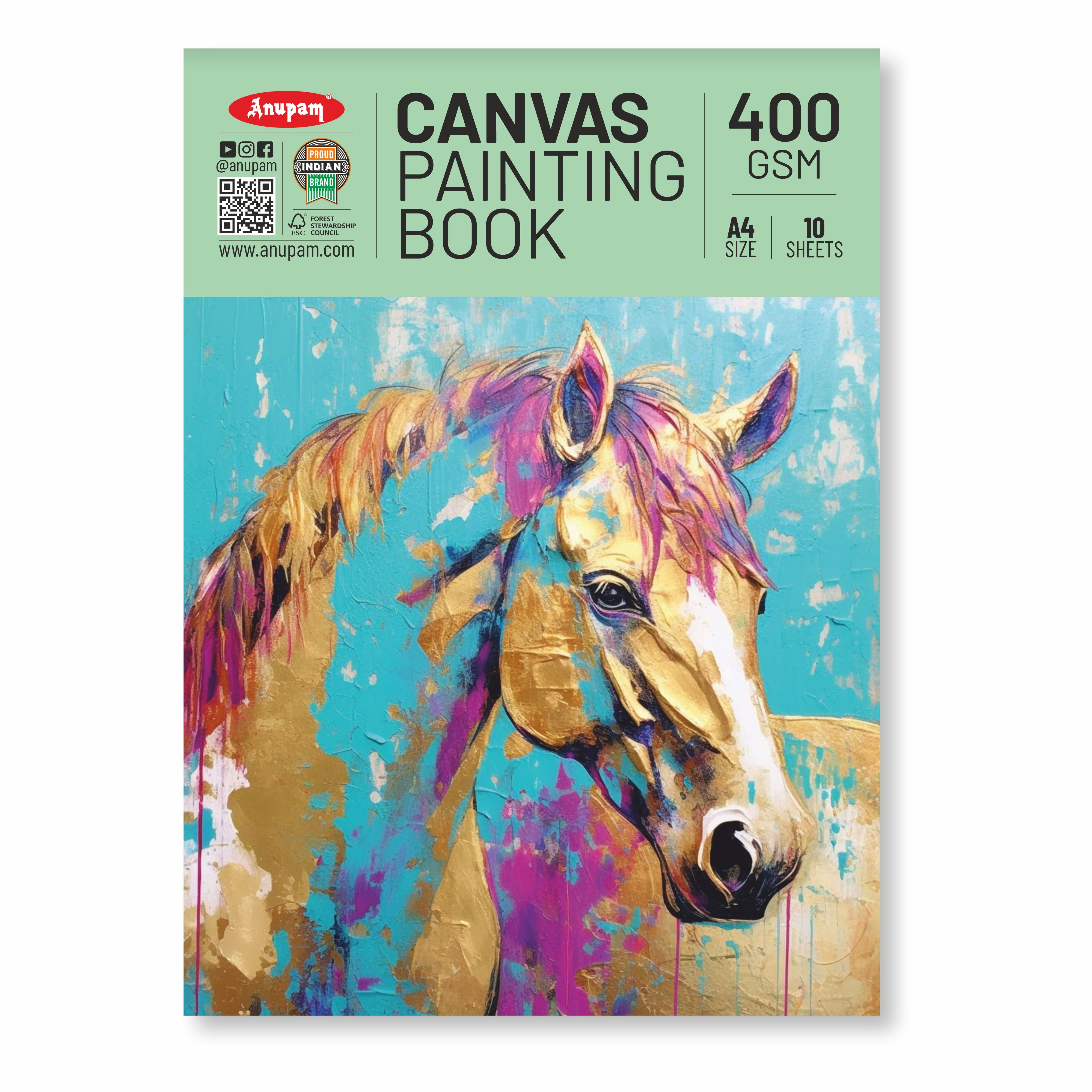 Anupam Canvas Pad Acrylic Gesso Primed Acid Free-10 Oz -400GSM-(10 Sheets)