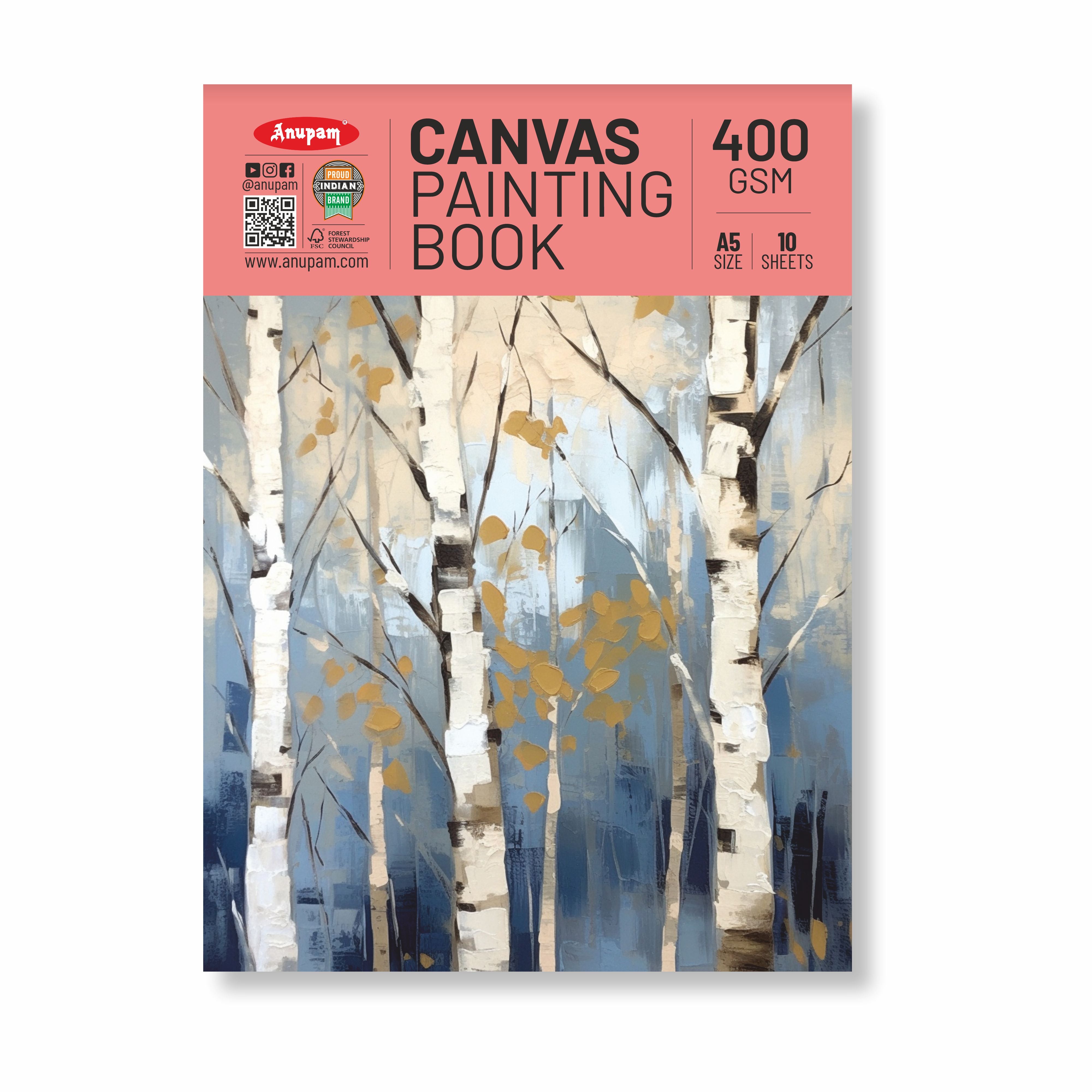 Anupam Canvas Pad Acrylic Gesso Primed Acid Free-10 Oz -400GSM-(10 Sheets)