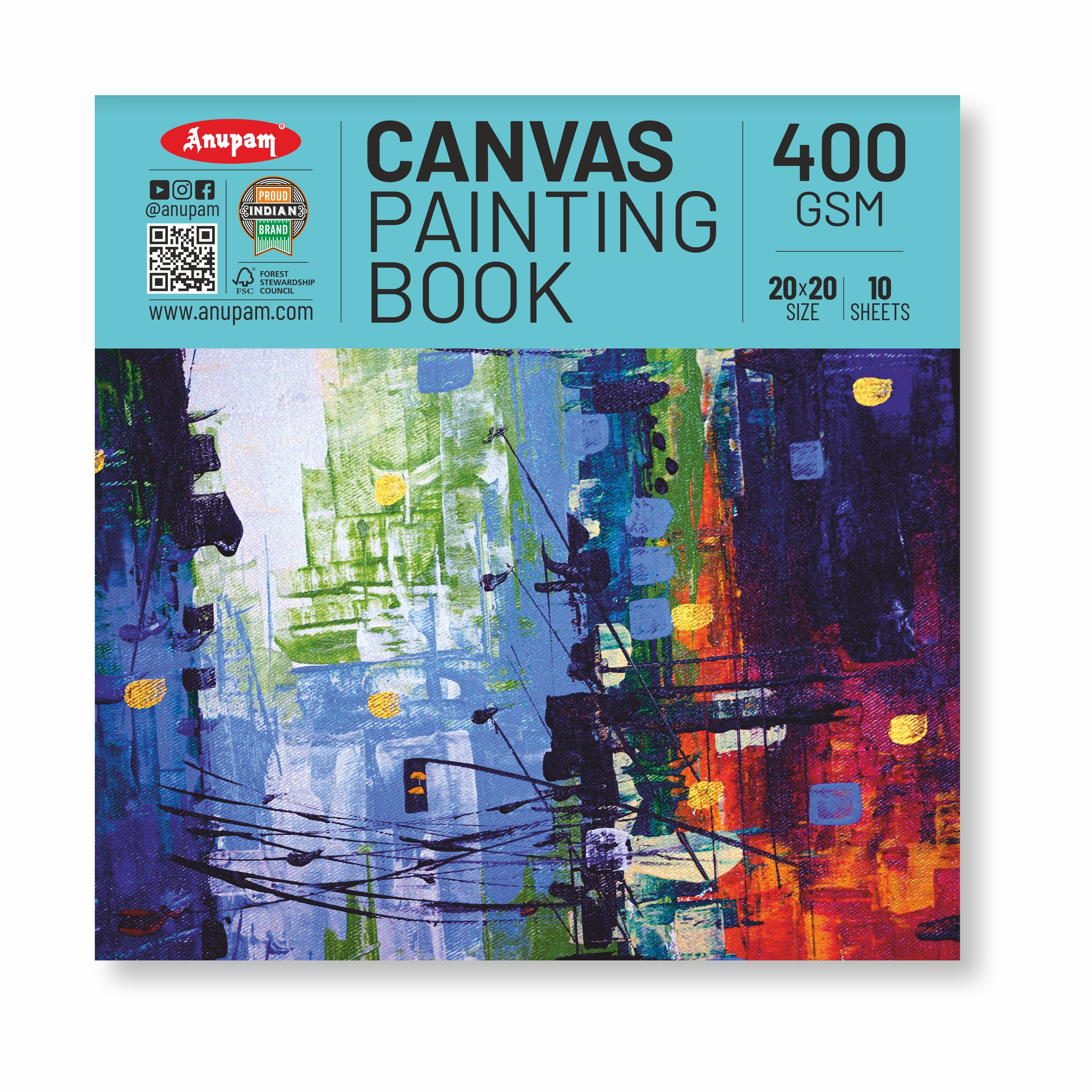 Anupam Canvas Pad Acrylic Gesso Primed Acid Free-10 Oz -400GSM-(10 Sheets)