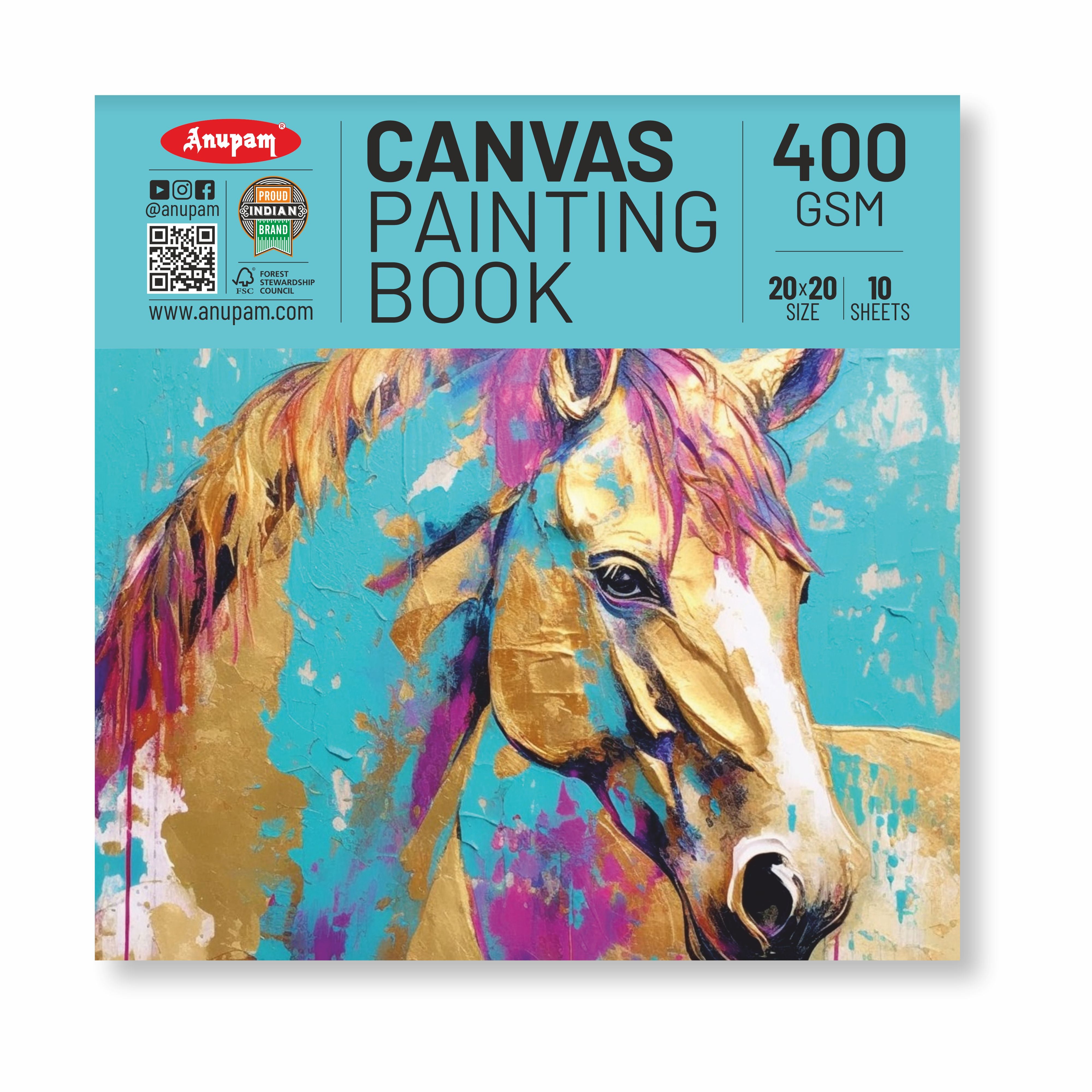 Anupam Canvas Pad Acrylic Gesso Primed Acid Free-10 Oz -400GSM-(10 Sheets)