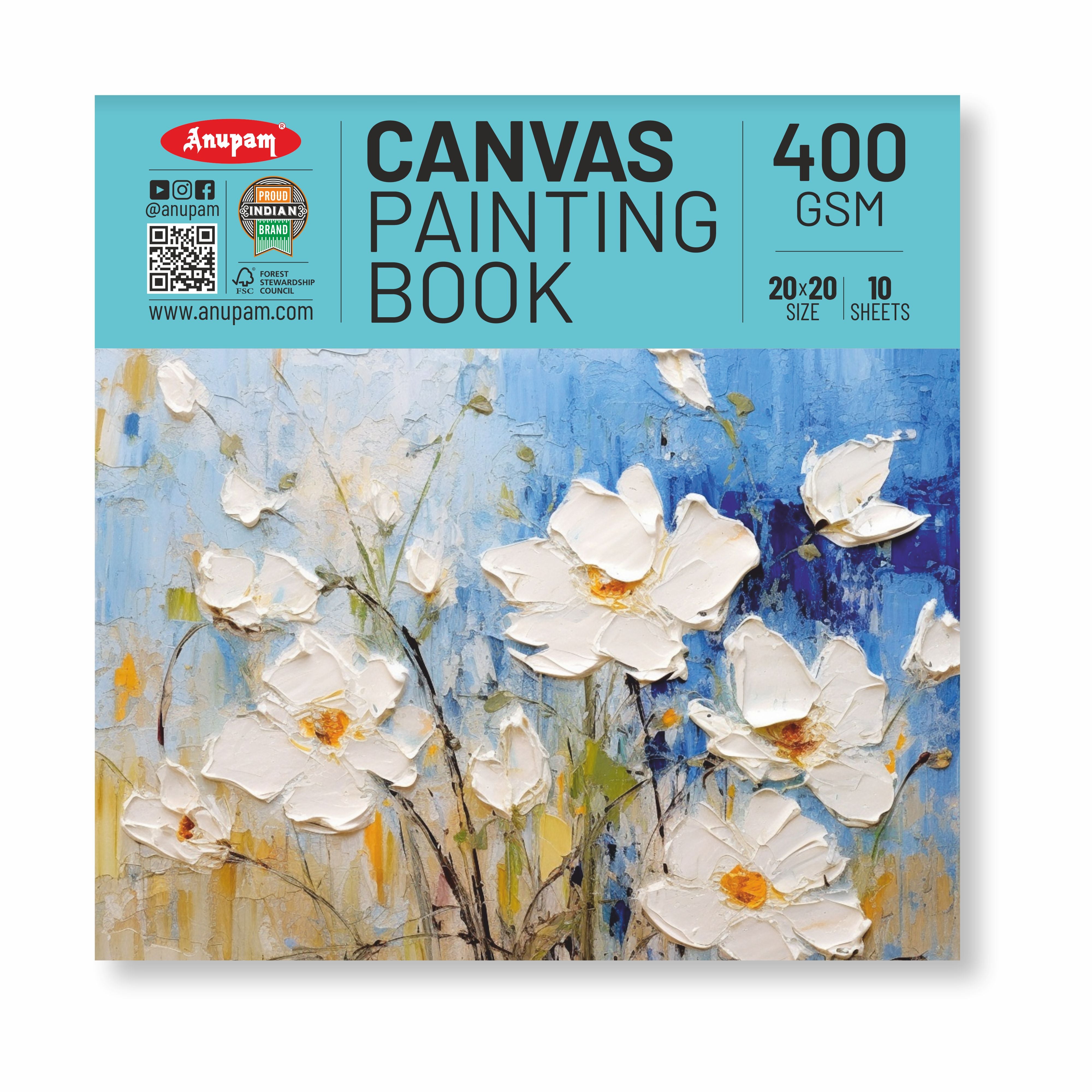 Anupam Canvas Pad Acrylic Gesso Primed Acid Free-10 Oz -400GSM-(10 Sheets)