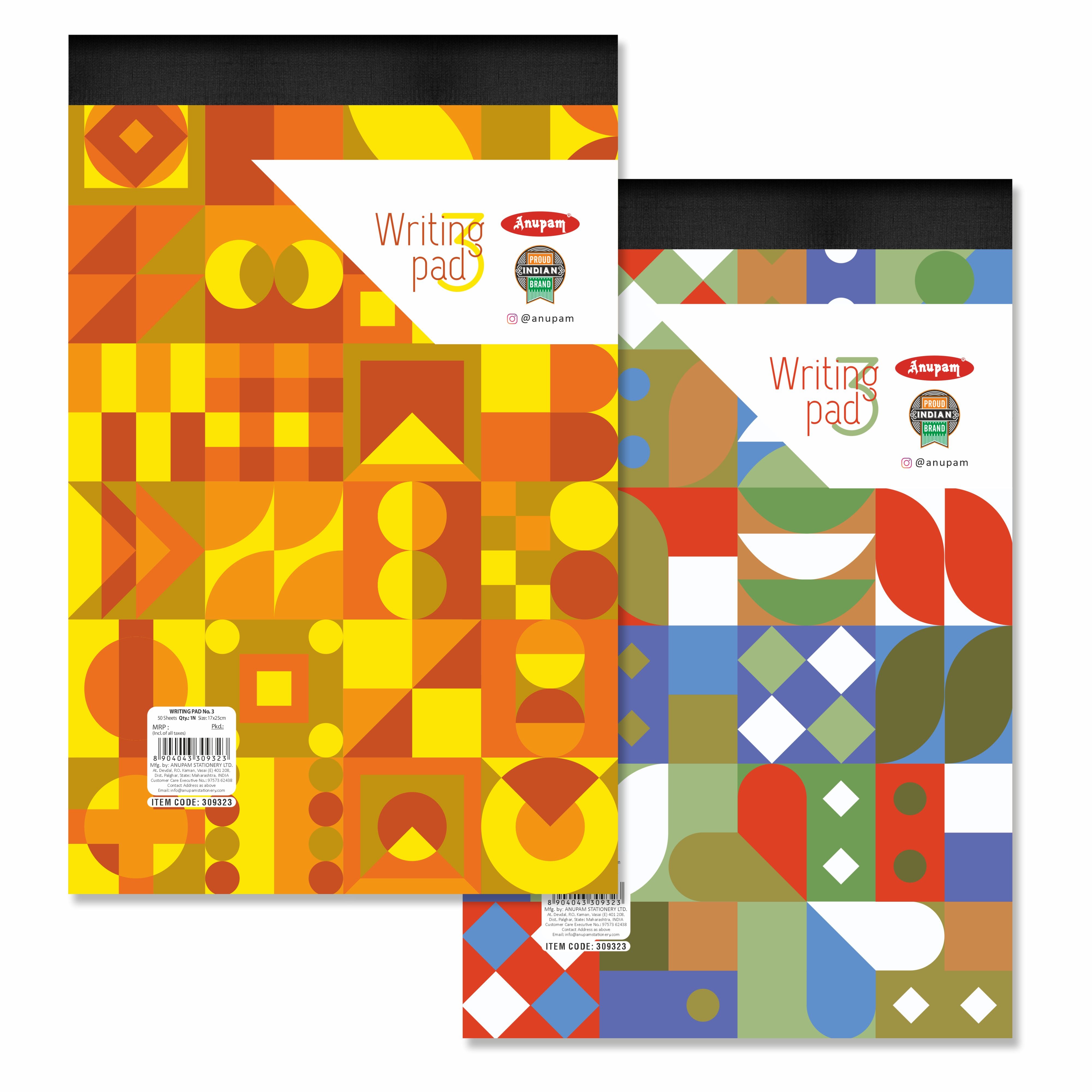 Anupam Writing Pad – Wide Ruled Lined Paper-80 GSM-Micro Perforated with Durable Cardboard Backing for School-College- Office