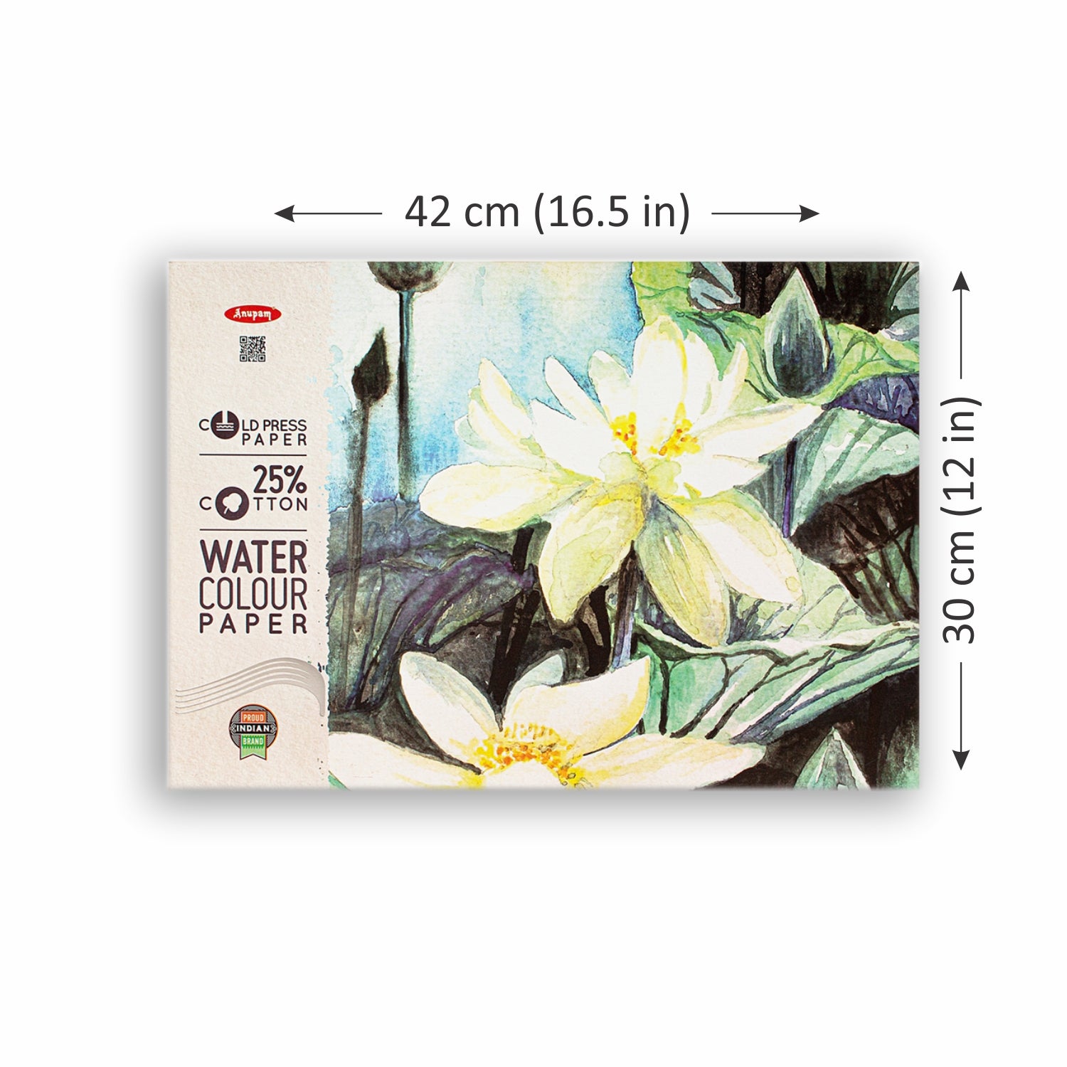 Anupam 25% Cotton Watercolour Paper Pad - Cold Pressed - 250 GSM - 15 Sheets