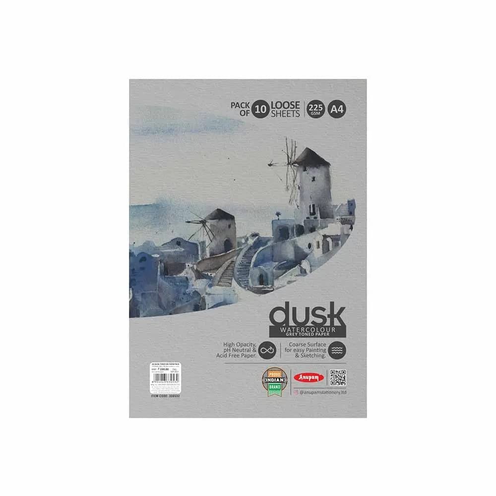 Anupam Dusk Grey Toned Paper-Acid Free-pH Neutral-Cold Pressed Paper-Coarse Surface-225 GSM