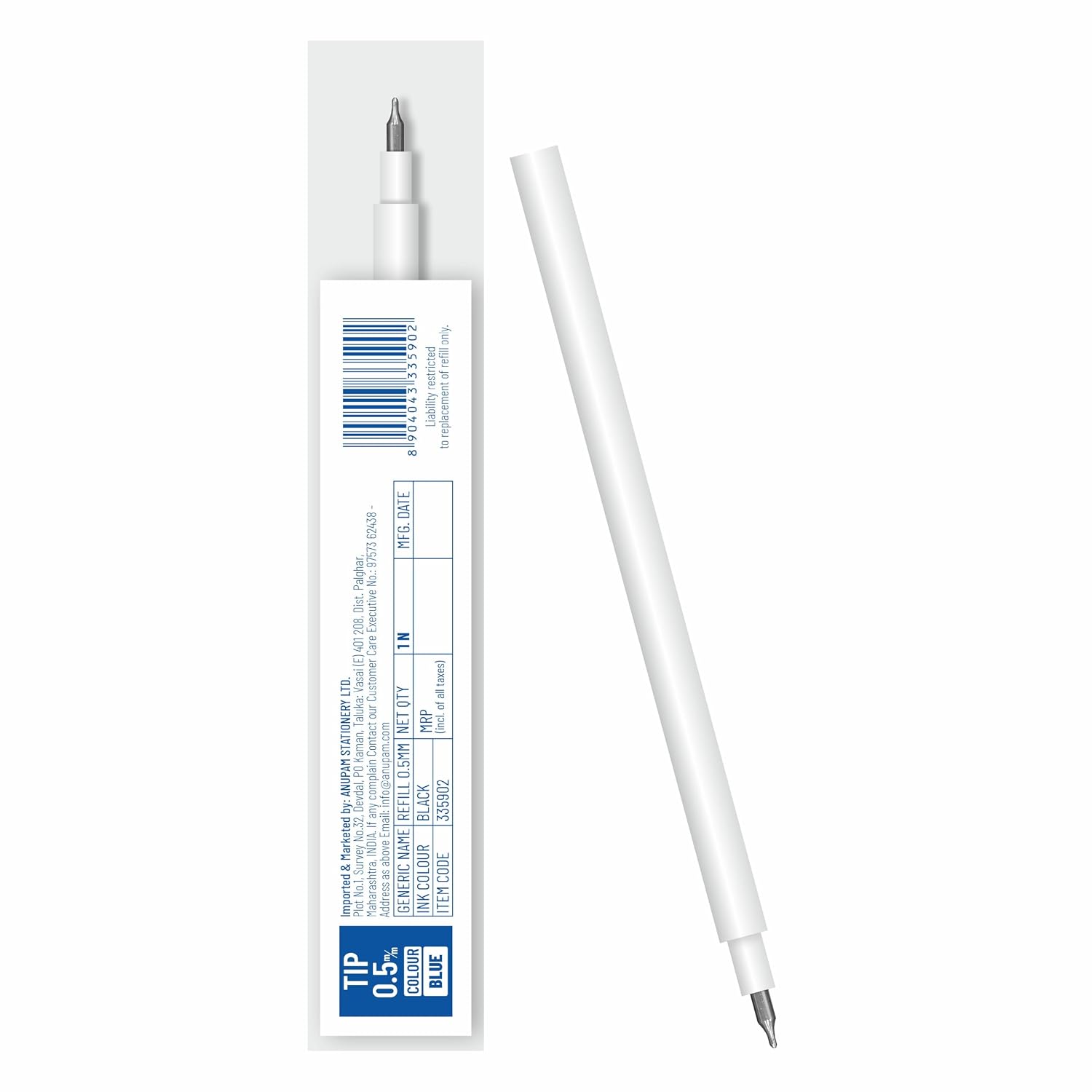 Anupam Roller Gel Refill  | Waterproof Smooth Quick-Dry Dark Ink | Replacement Refill for Sylent & Snapy Pen | Perfect for Journaling, Note-Taking | (Pack )
