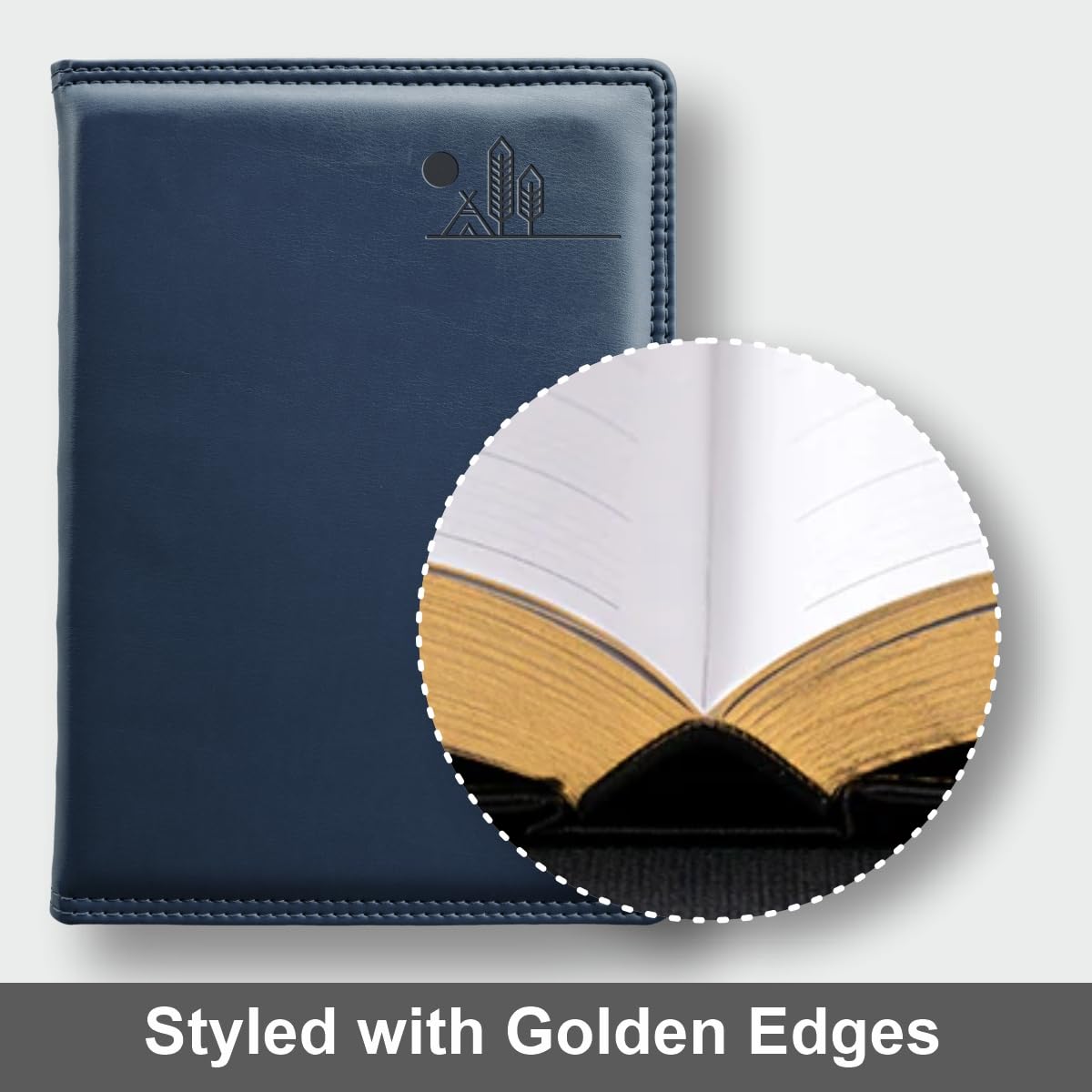 Anupam Nomad A5 Notebooks 192 Pages Double Stitch Fine Leather Textured PU Softcover Notebook with Gold Edges 80gsm Paper Lined Notebook