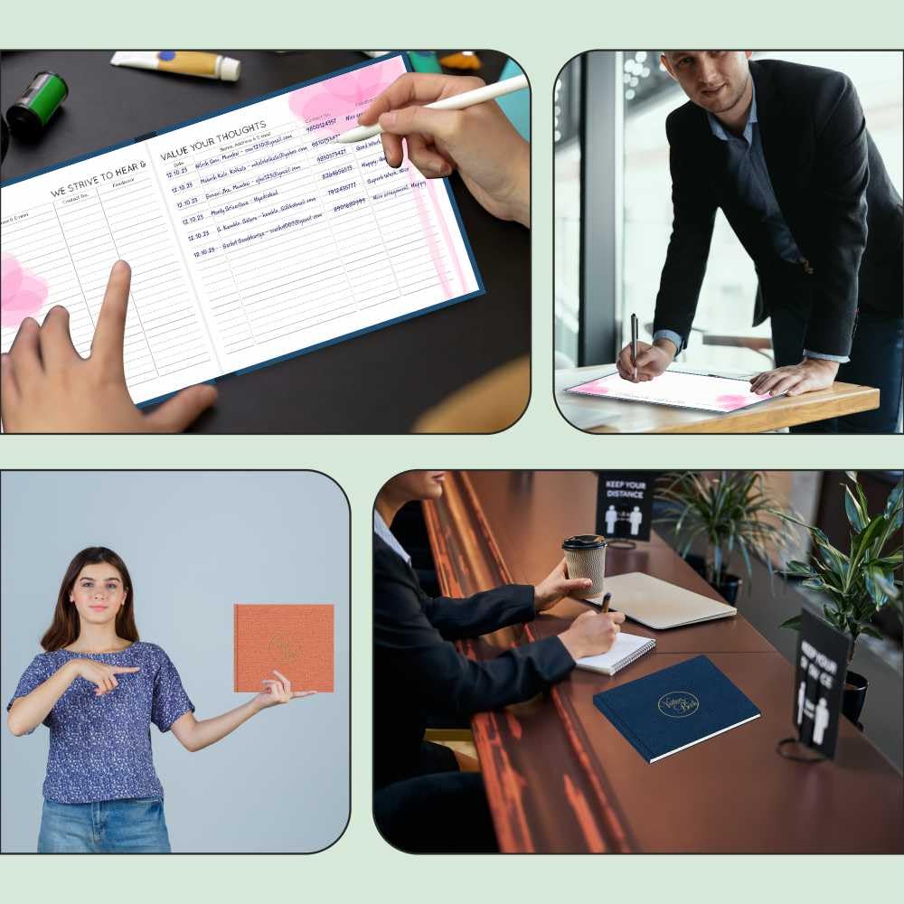 Anupam Visitors Register Book-Hard Bound-3D Acrylic Coated Cover Material-Landscape-Medium Size 22x25cm-80 GSM-192 Pages for Reception-Business