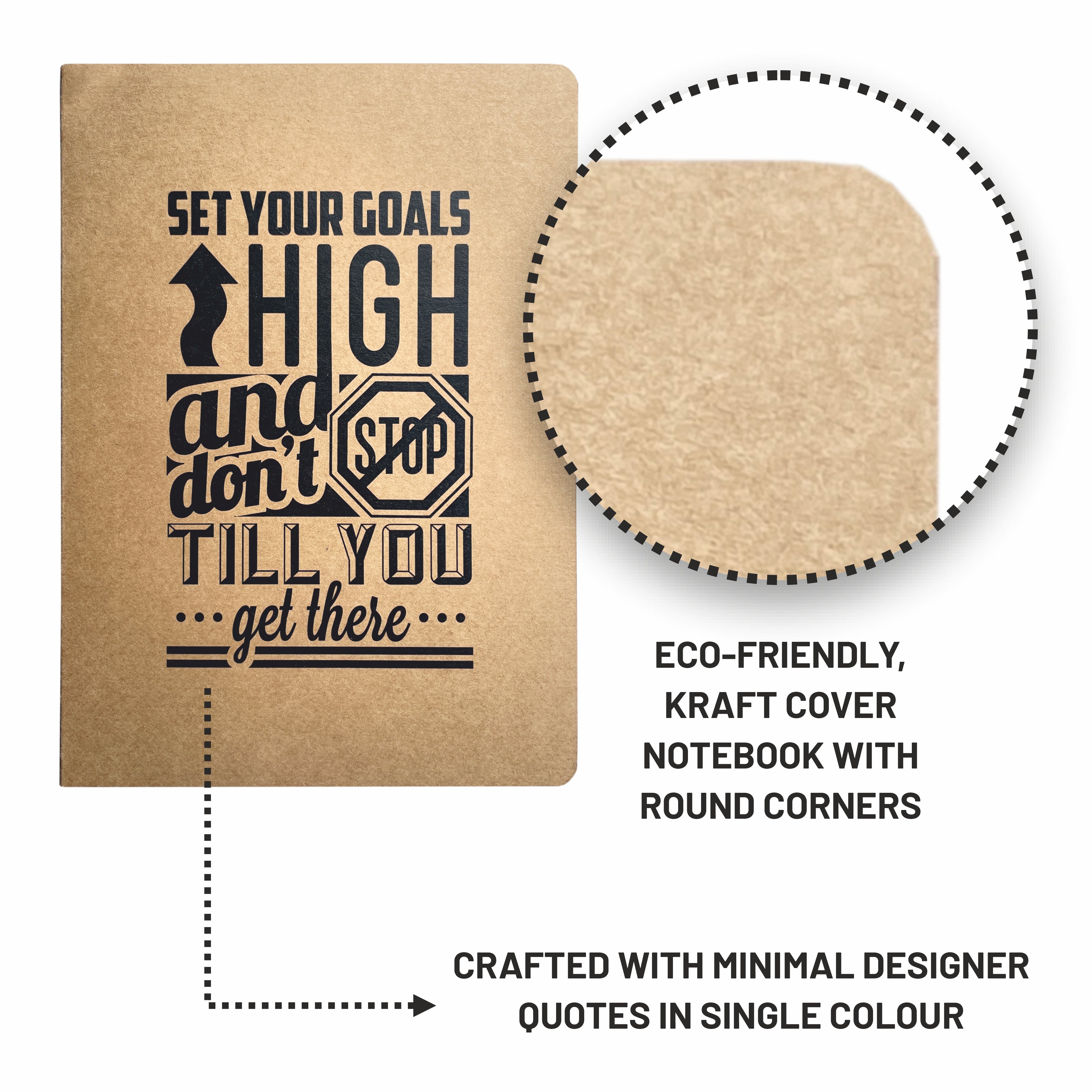 REK Journal Recycled and Eco-friendly Kraft Cover College Ruled Notebook - 80 Gsm - 160 Pages (Pack)