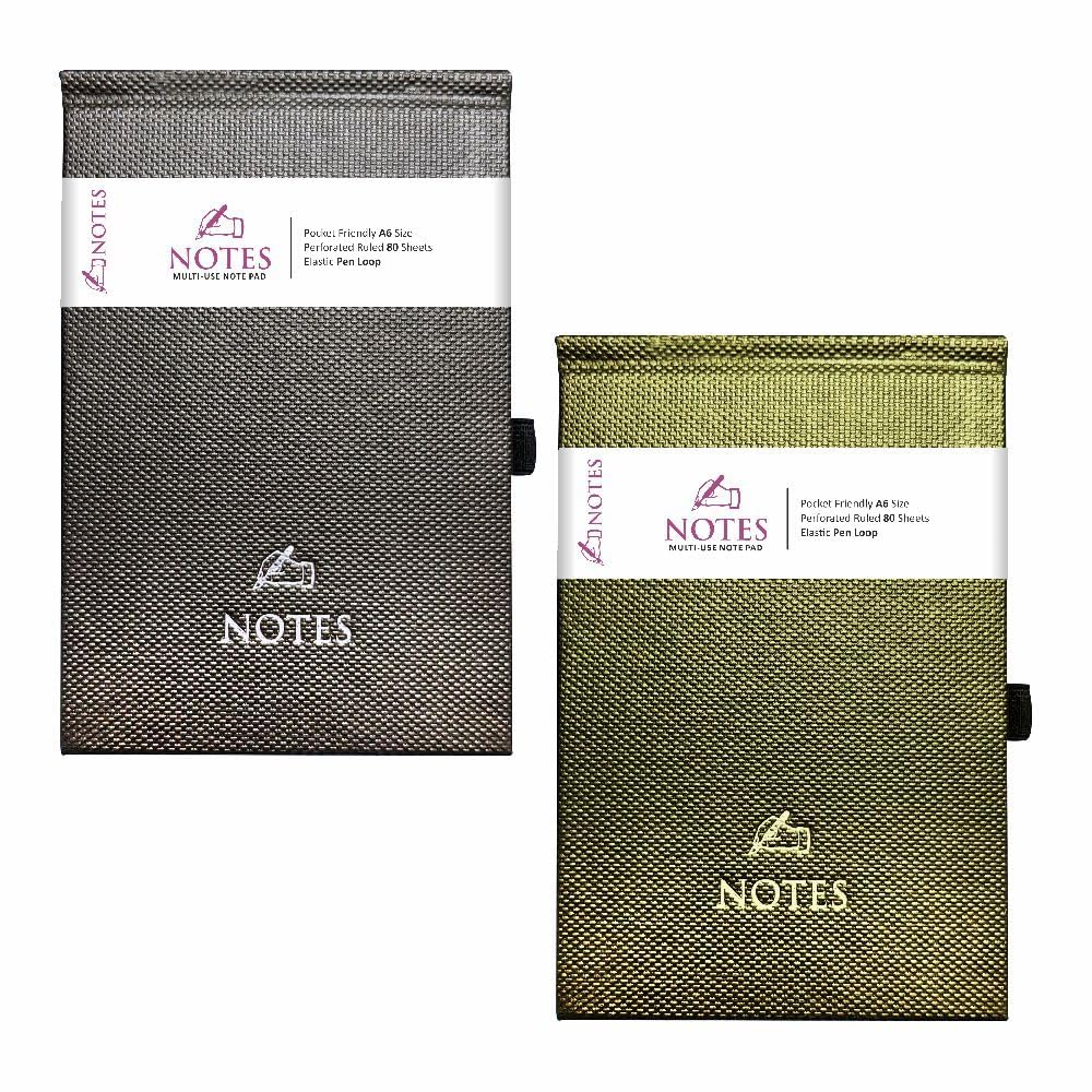 Anupam Note Pad-A6- Hardbound-Pocket Friendly Notebook with Bookmark and Elastic Pen Loop -160 Pages - 80gsm Natural Shade Paper