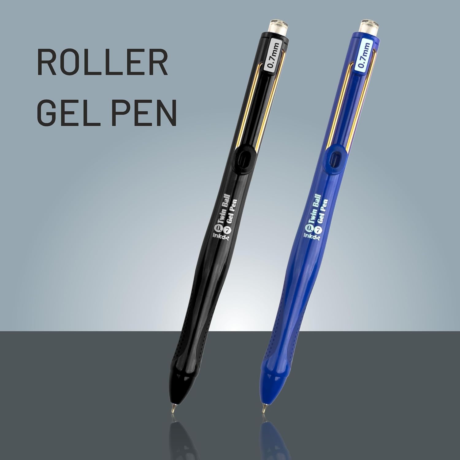 Anupam Snapy Blue Gel Pens, Waterproof Quick Dry Blue Ink, 0.7mm Fine Point Retractable Smooth Writing Pens