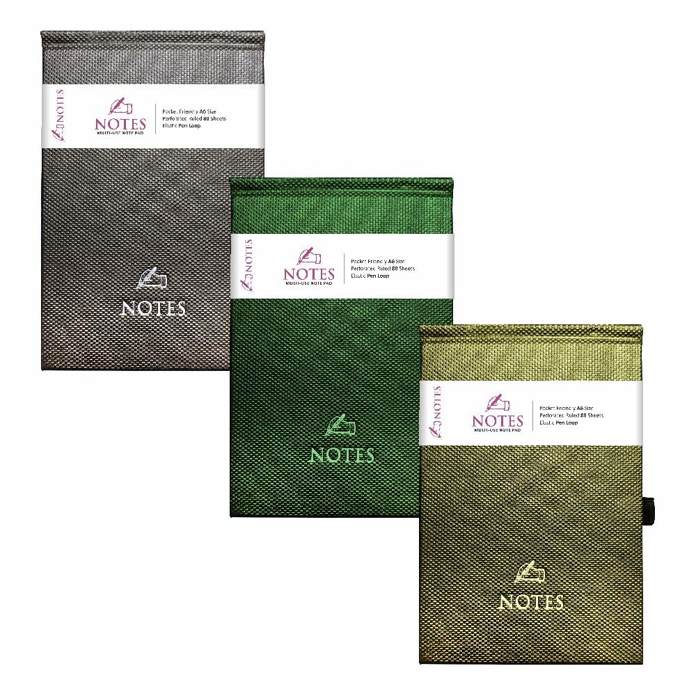 Anupam Note Pad-A6- Hardbound-Pocket Friendly Notebook with Bookmark and Elastic Pen Loop -160 Pages - 80gsm Natural Shade Paper