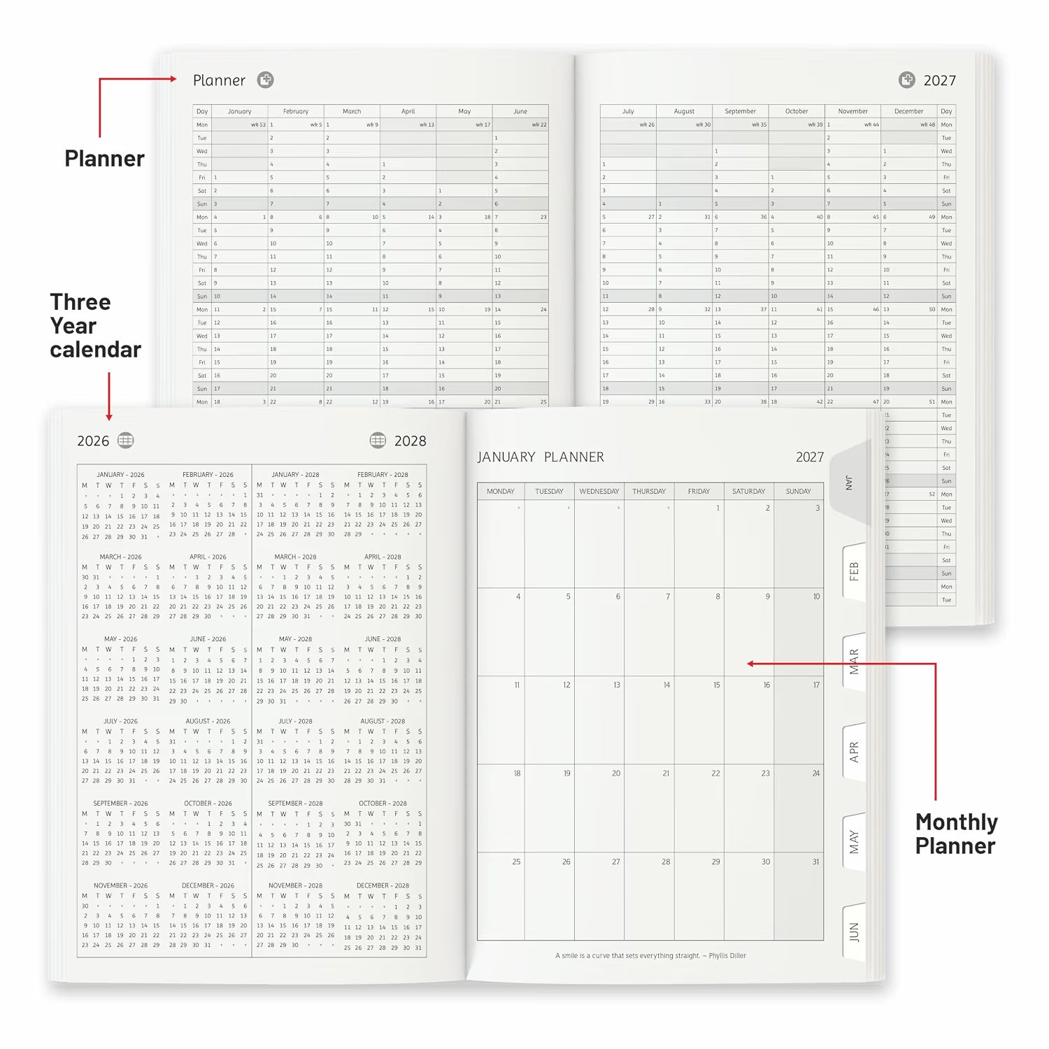 Anupam Dash 2027 Diary with Dates, 2027 Daily Planner Full Page Per Day with Monthly Calendar, New Year Diary 2027 80 GSM, 365 Days Aesthetic Book & Daily Diary for Office -