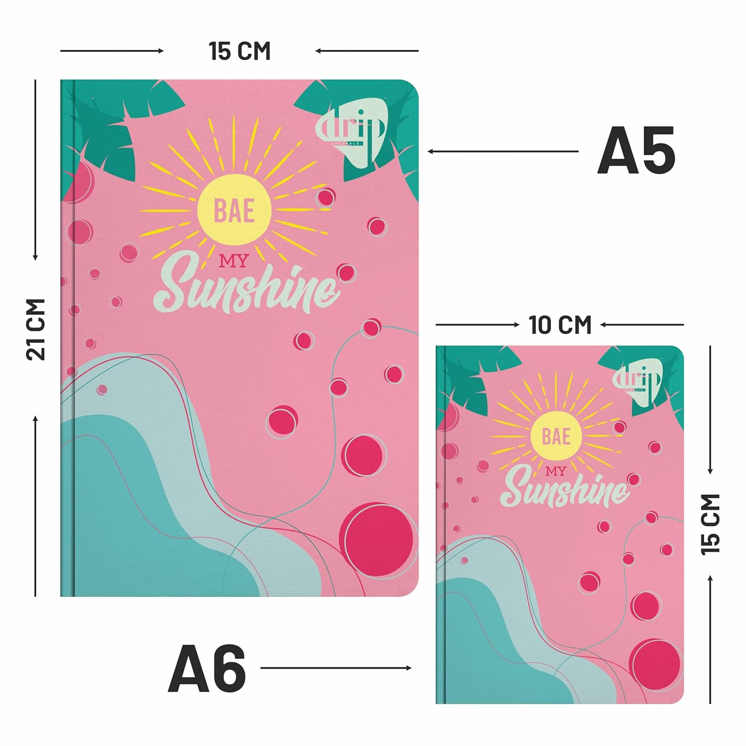 Anupam Drip Journal 160 Pages, 80 GSM Ruled Paper A5 & A6 Size | Colour Designer Inside Pages | Soft Bound Aesthetic Cover for Journaling Notes & Planning