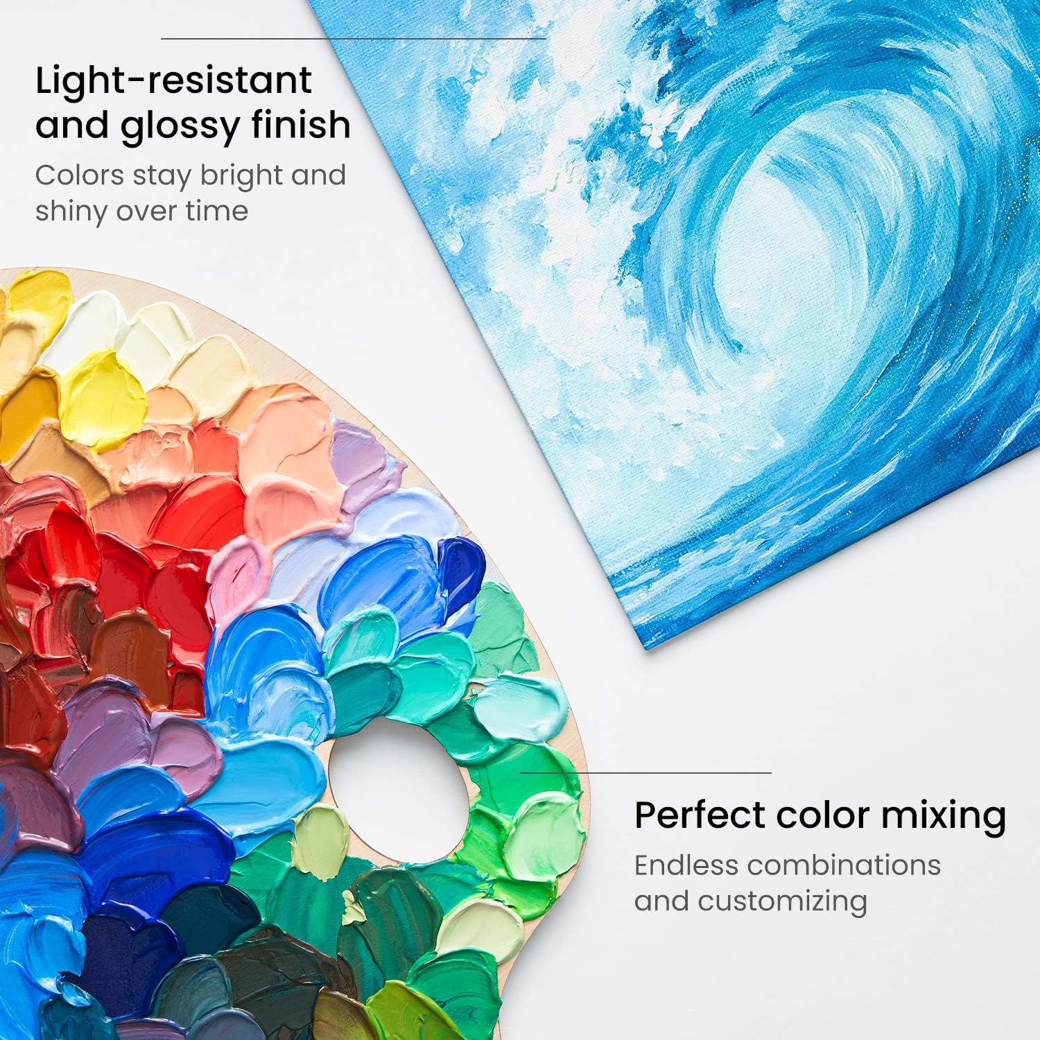 ARTEZA Acrylic Paint Set of 24 Tubes (0.74 oz, 22 ml) Non Toxic Acrylic Artist Paints