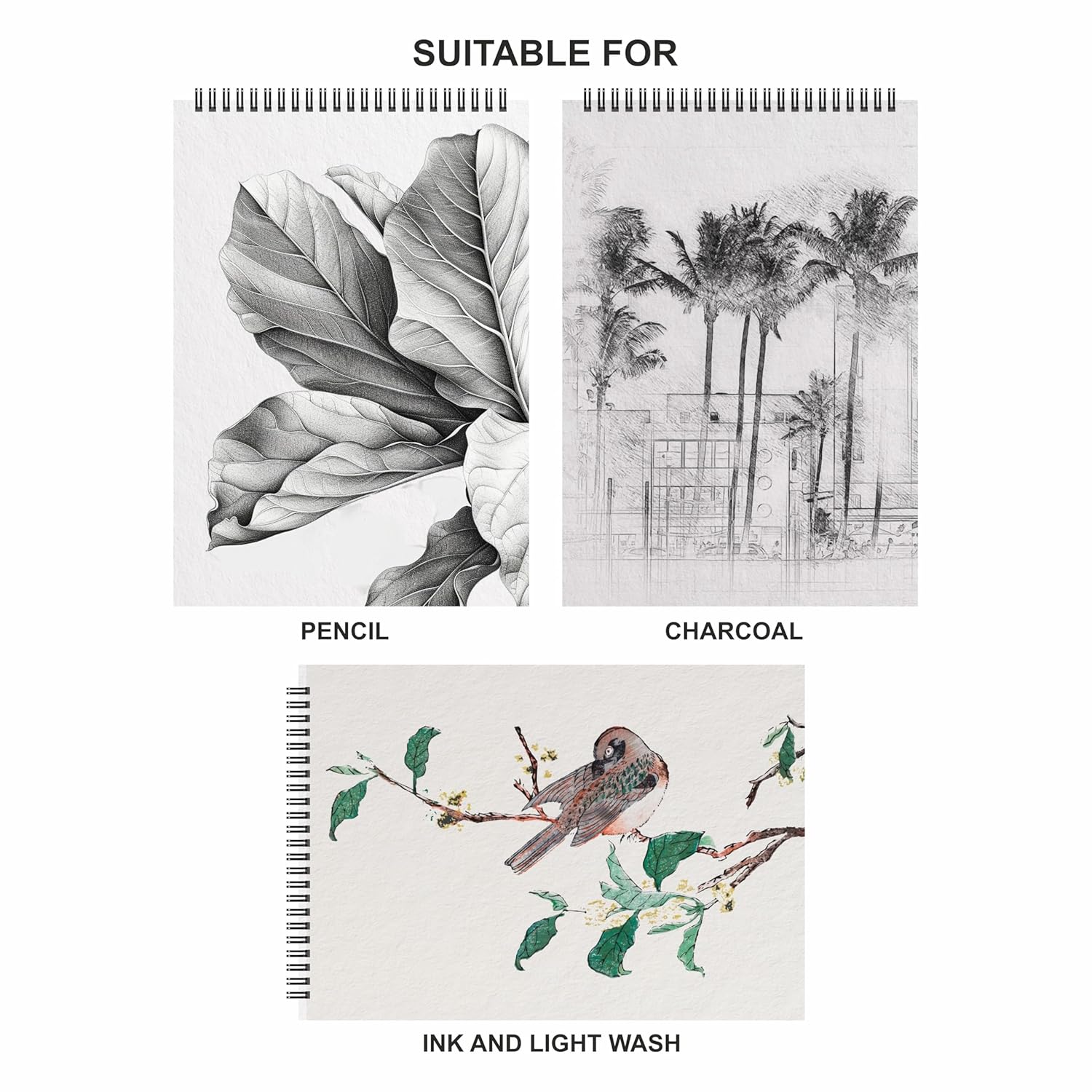 Anupam Pro Sketcher Drawing Book with Butter Paper Pages Size Spiral-Bound Sketchpad 200 GSM for Artists, Kids & Professionals (25 Sheets, 50 Pages)