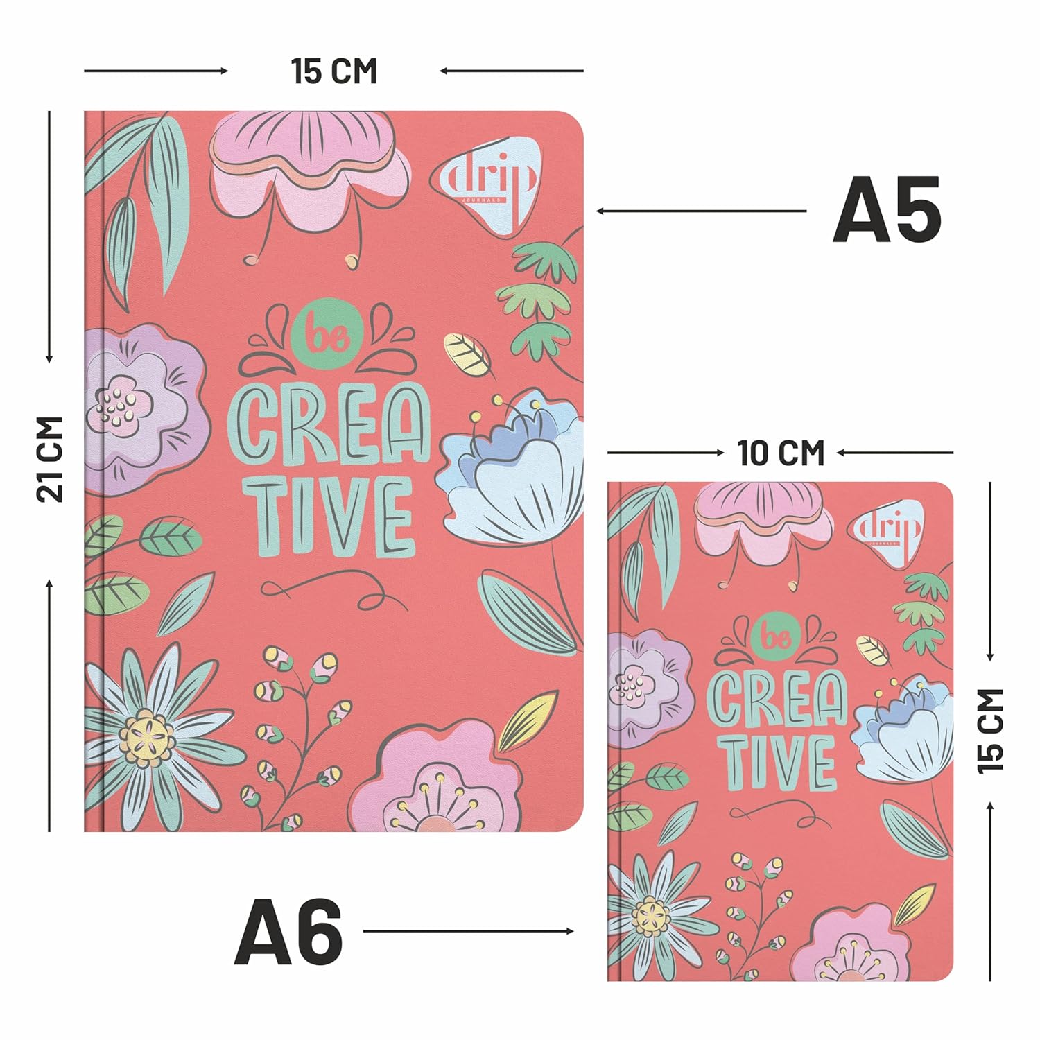 Anupam Drip Journal 160 Pages, 80 GSM Ruled Paper A5 & A6 Size | Colour Designer Inside Pages | Soft Bound Aesthetic Cover for Journaling Notes & Planning