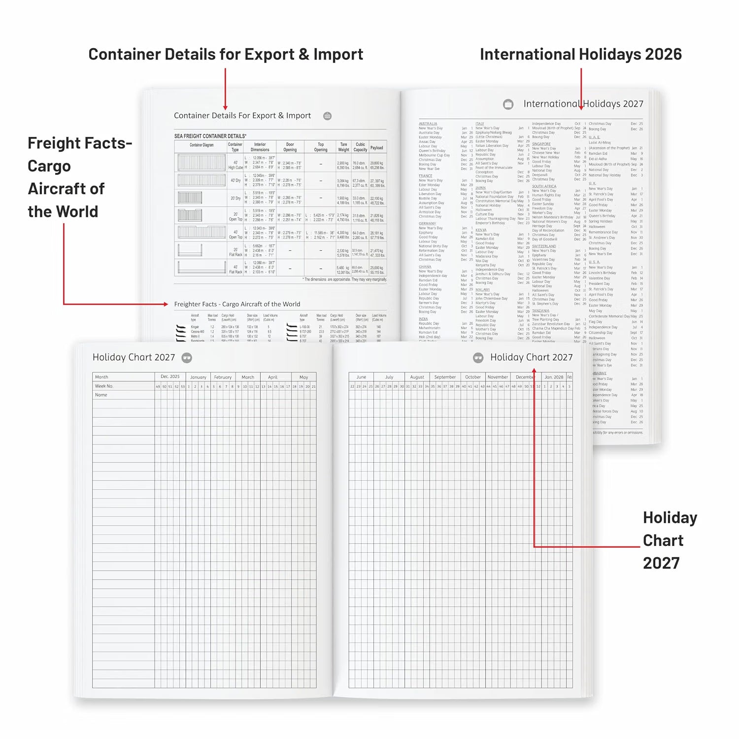 Anupam Fash 2027 Diary with Dates, 2027 Daily Planner Full Page for Monday - Friday and Saturday-Sunday in one Page with Monthly Calendar, January to December 365 Days