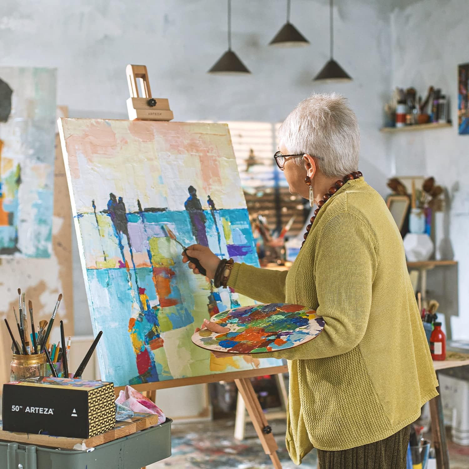 Arteza Metallic Acrylic Paint Set, 50 Colors, 0.41 fl oz/12ml Tubes of Craft Paint, Heavy-Body, Colorful Addition to Your Art Supplies