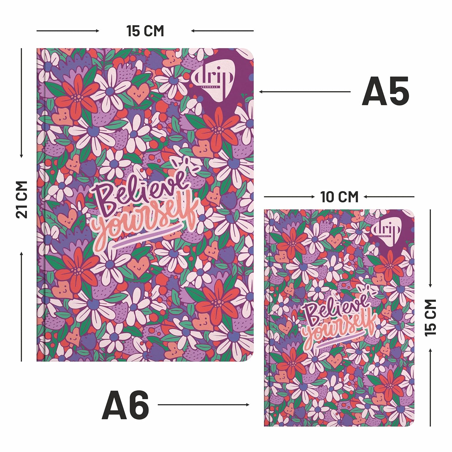 Anupam Drip Journal 160 Pages, 80 GSM Ruled Paper A5 & A6 Size | Colour Designer Inside Pages | Soft Bound Aesthetic Cover for Journaling Notes & Planning