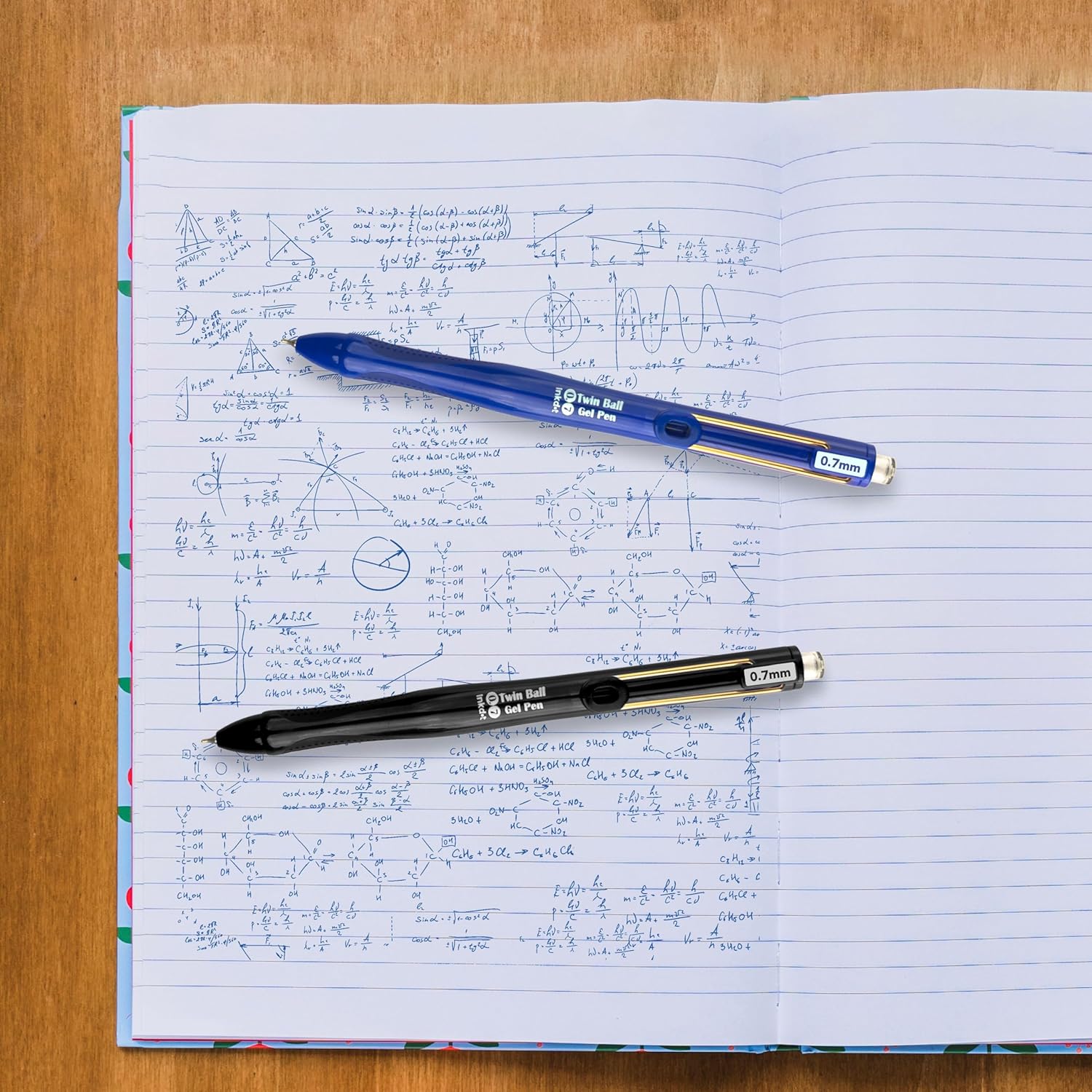 Anupam Snapy Blue Gel Pens, Waterproof Quick Dry Blue Ink, 0.7mm Fine Point Retractable Smooth Writing Pens