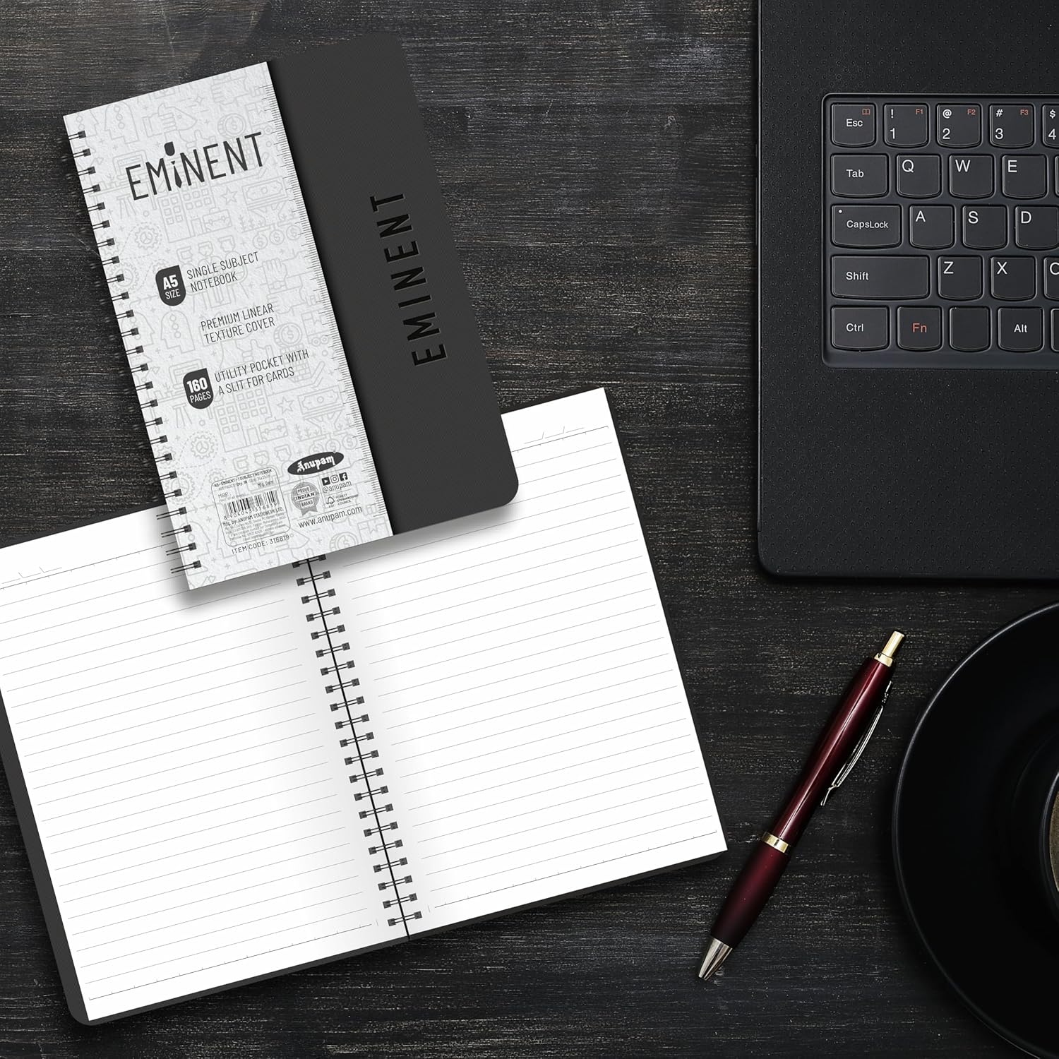 Anupam Eminent Multi-Subject Spiral Notebook–College Ruled with Pocket-Movable Dividers-Premium Cover-70GSM