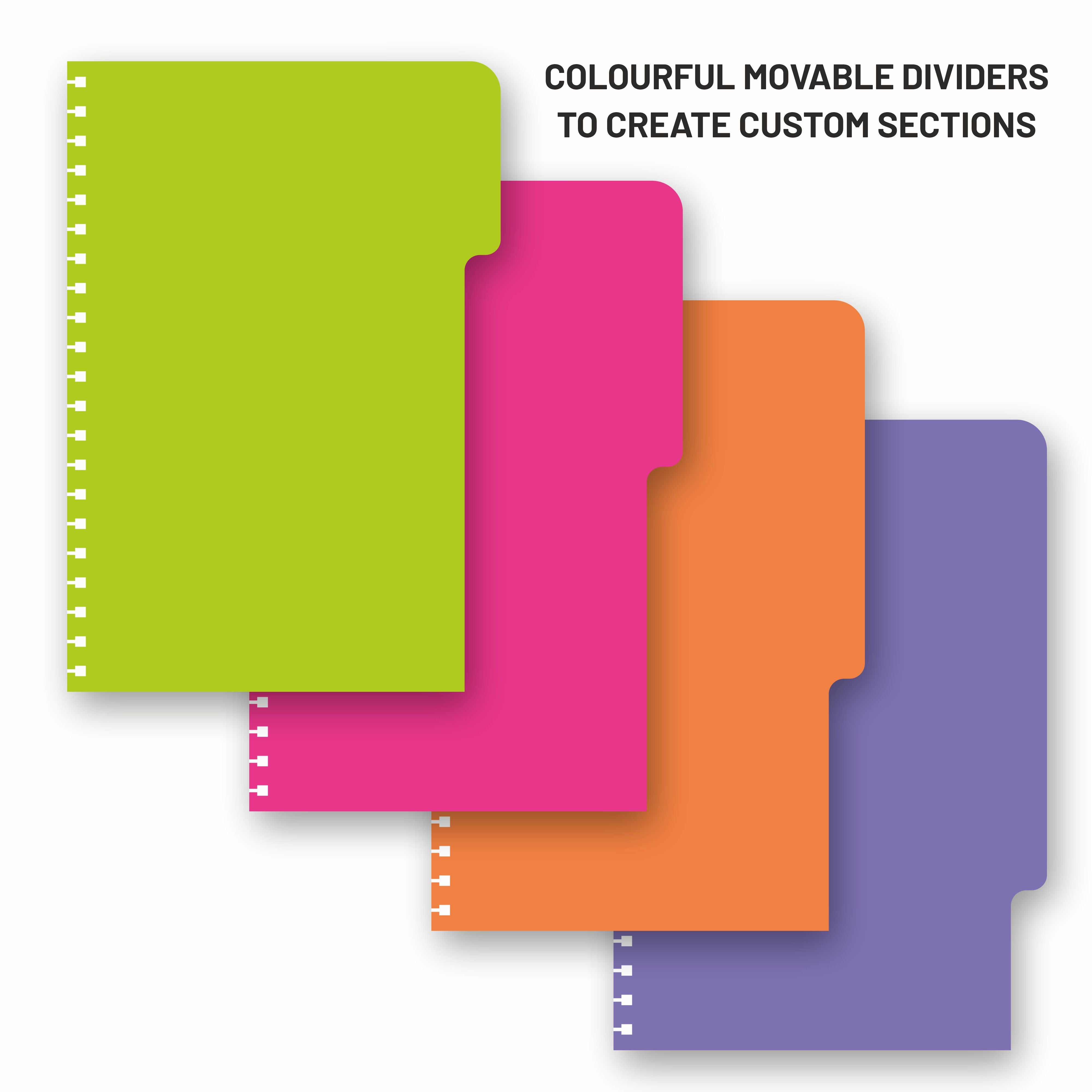 Anupam Eminent Multi-Subject Spiral Notebook–College Ruled with Pocket-Movable Dividers-Premium Cover-70GSM