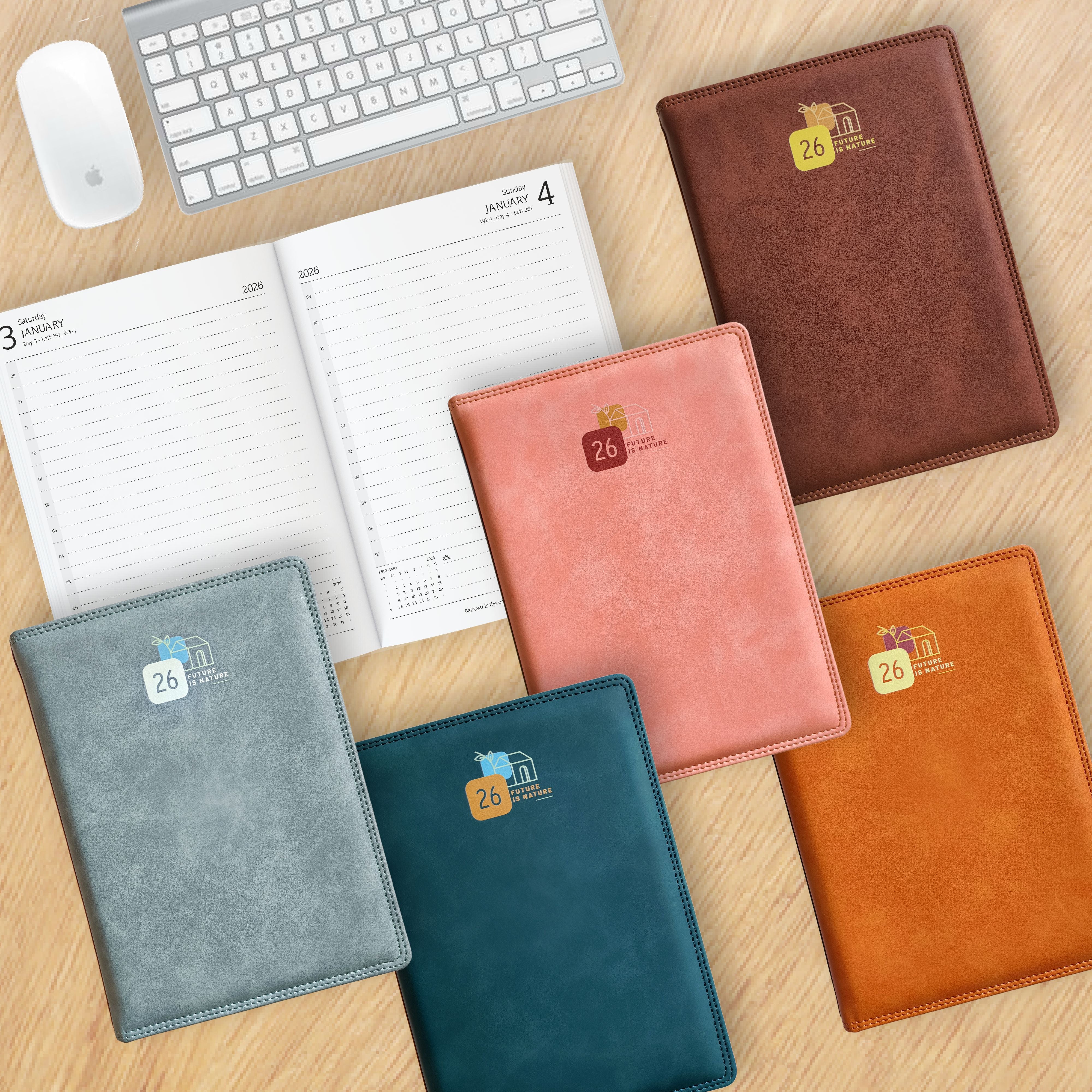 Anupam Accent 2026 Diary with Dated 2026 Daily Planner 80 GSM Full Page Per Day with Monthly Calendar, New Year Diary 2026, 365 Days Suede Textured Pu Cover Daily Diary