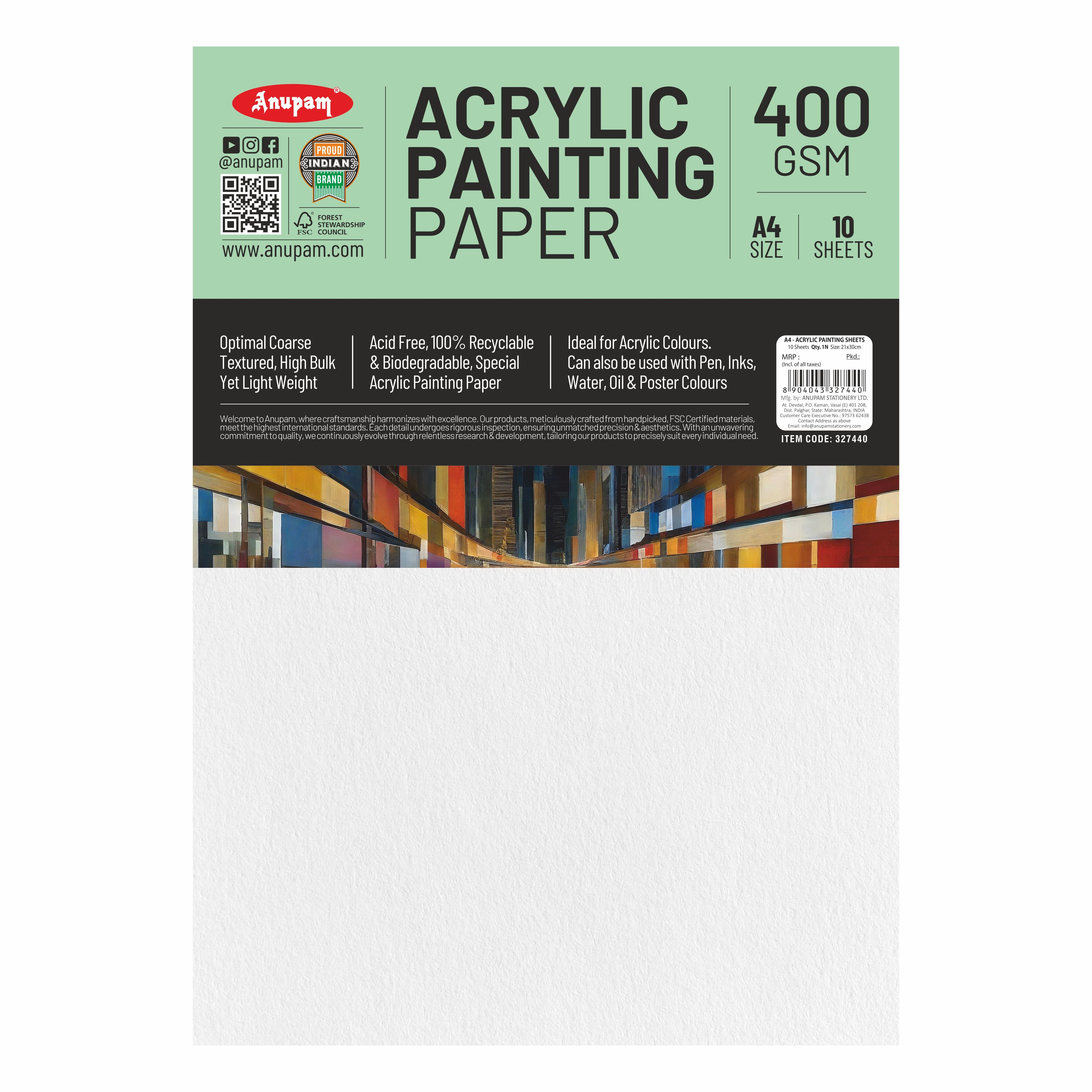 Anupam Acrylic Paper-Acid Free-pH Neutral-400 GSM