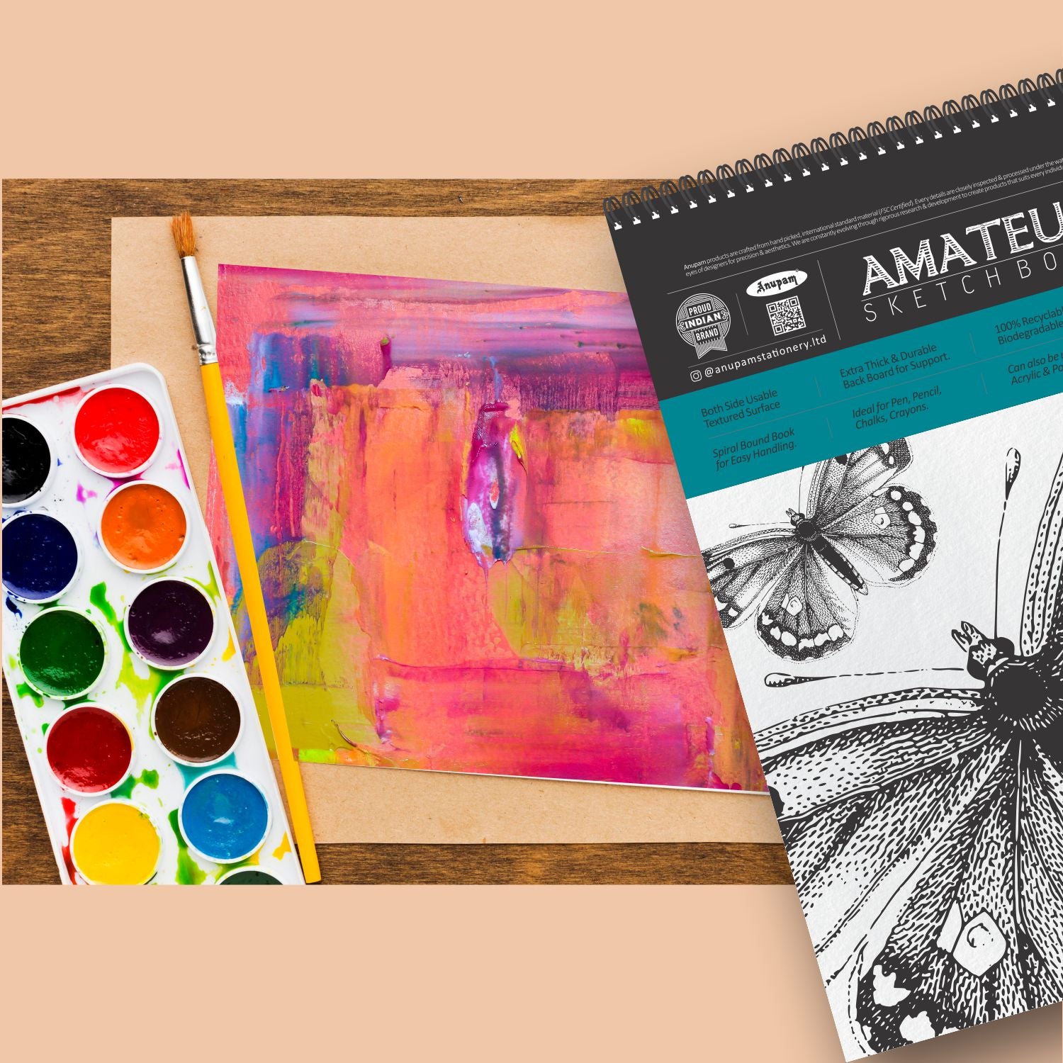 Anupam Amateur Sketchbook -Soft Bound-Cartridge Paper-Wireo Book-100GSM