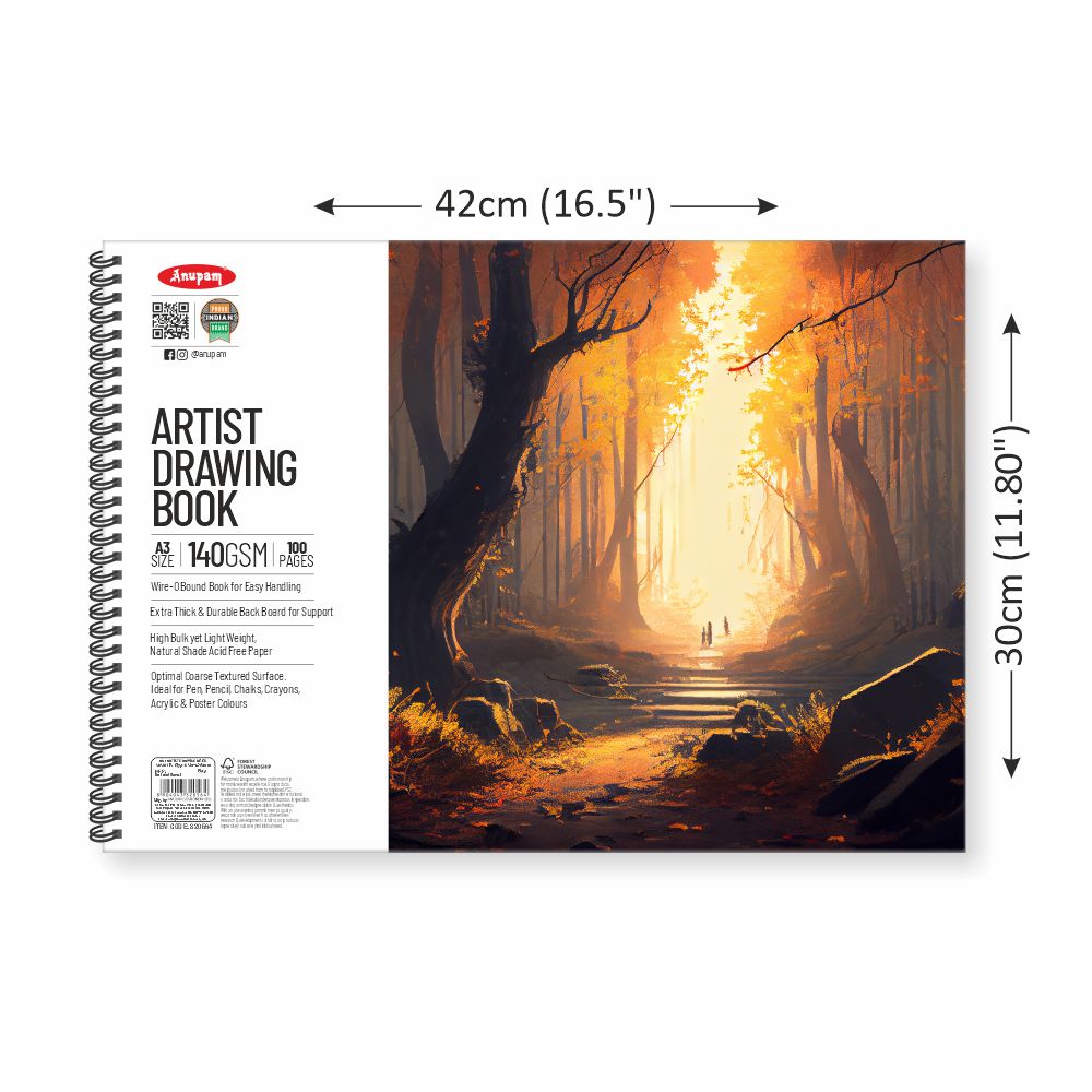 Anupam Artist Drawing Book-Acid Free Paper-(140gsm-160gsm)