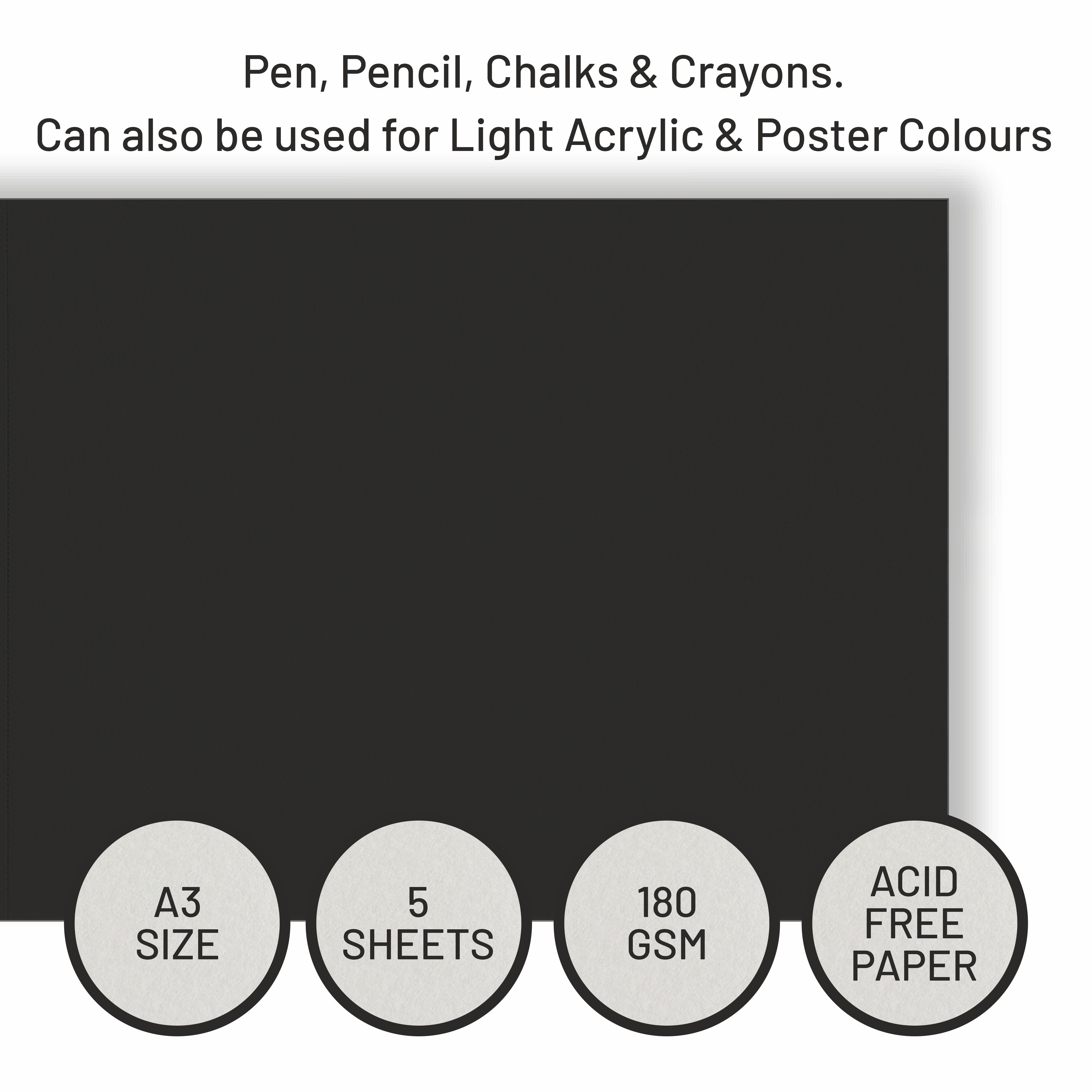 Anupam Ash Black Toned Cartridge Paper-Loose Sheets-180 GSM ( Pack of 2 )