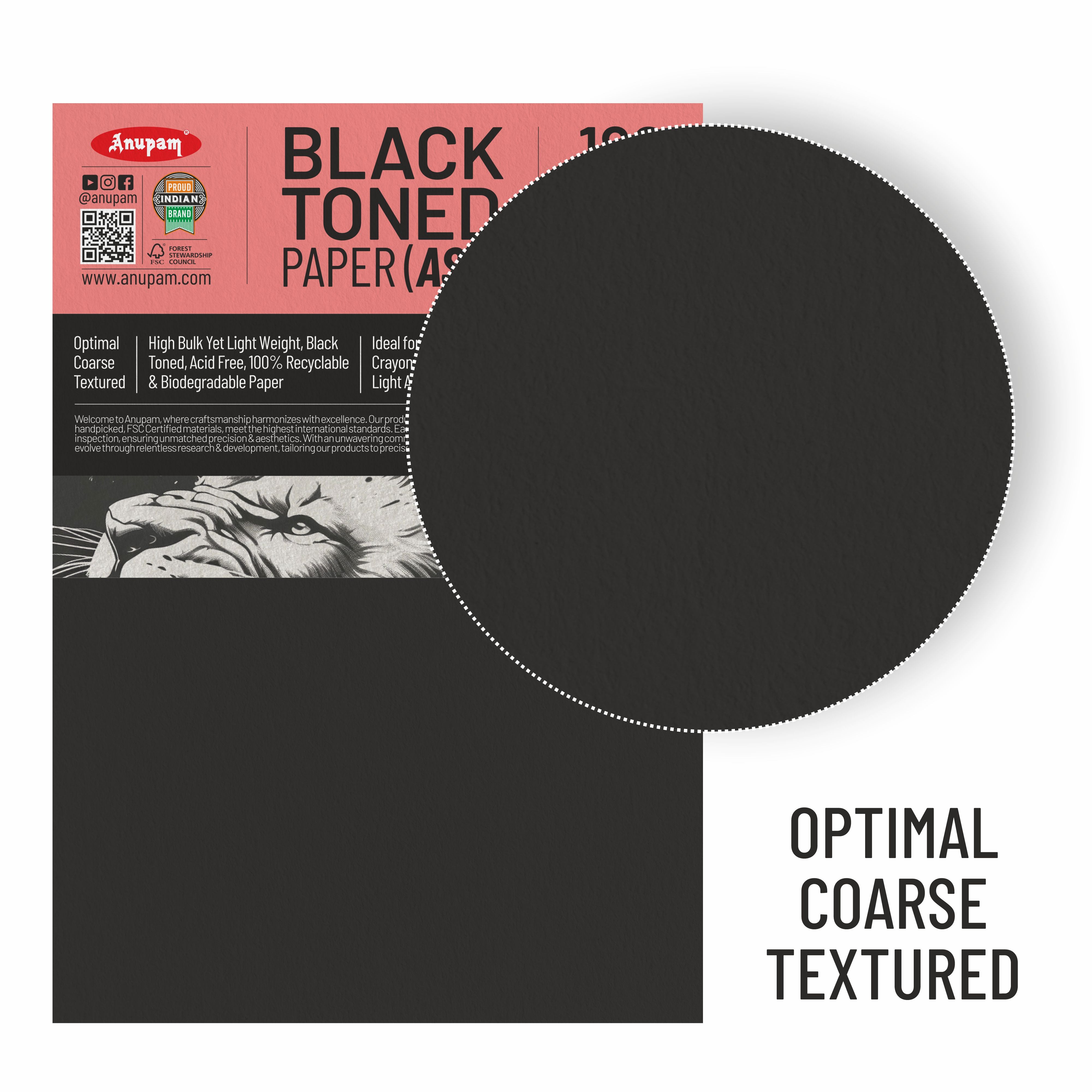 Anupam Ash Black Toned Cartridge Paper-Loose Sheets-180 GSM ( Pack of 2 )