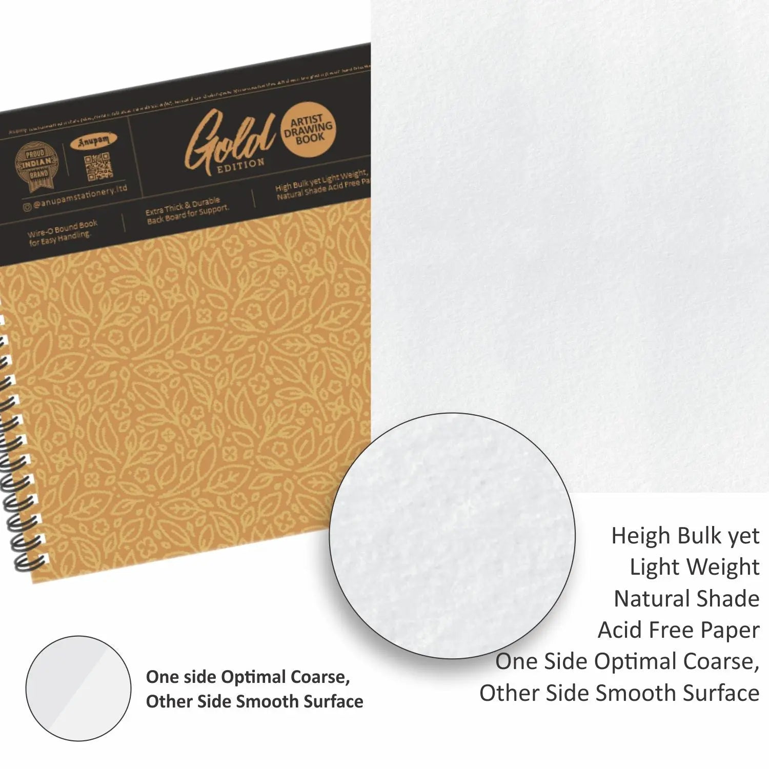 Anupam Artist Drawing Book Gold Edition - 300 GSM Anupam