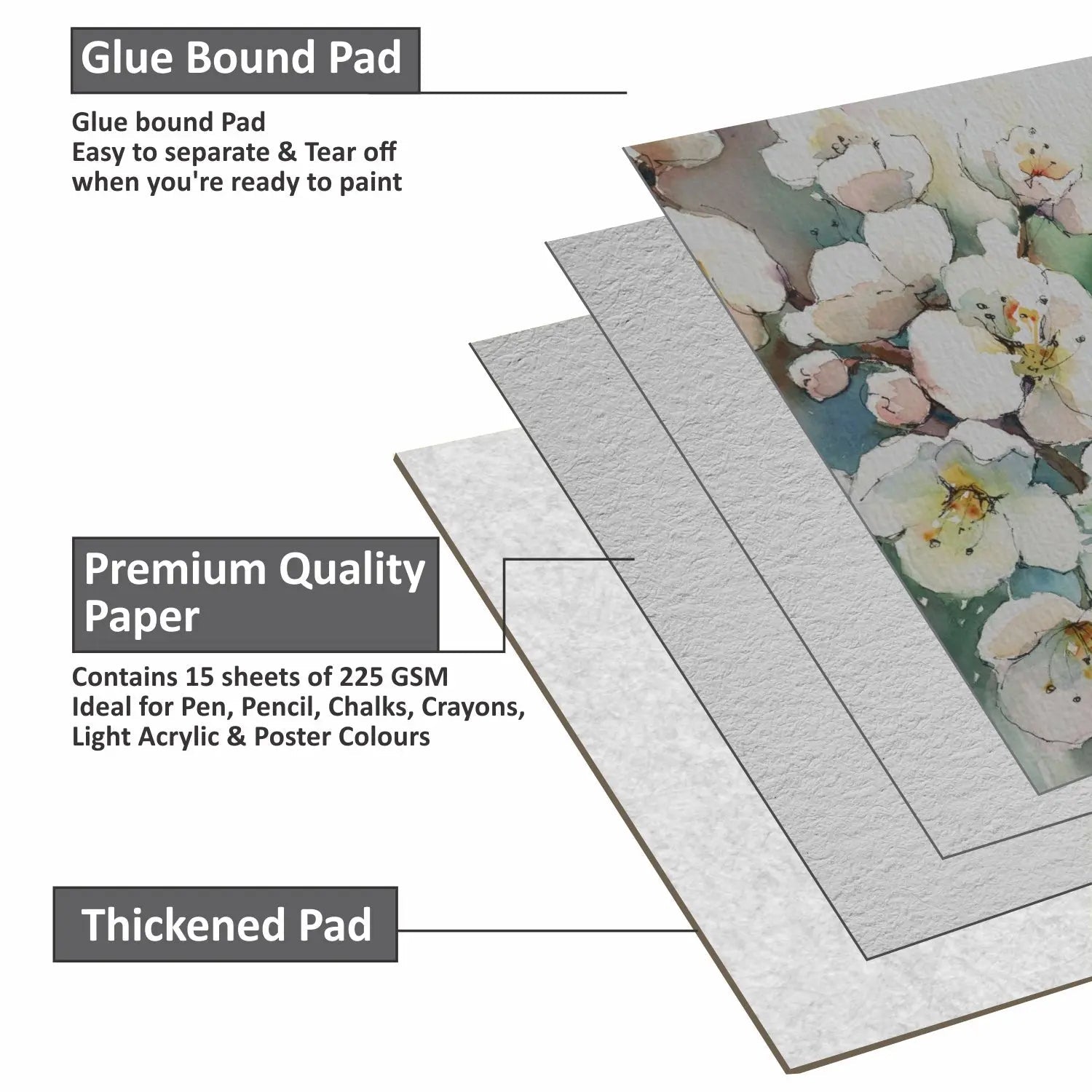 Anupam Dusk Grey Toned Water Colour Paper Cold Pressed Pad 225 GSM Anupam