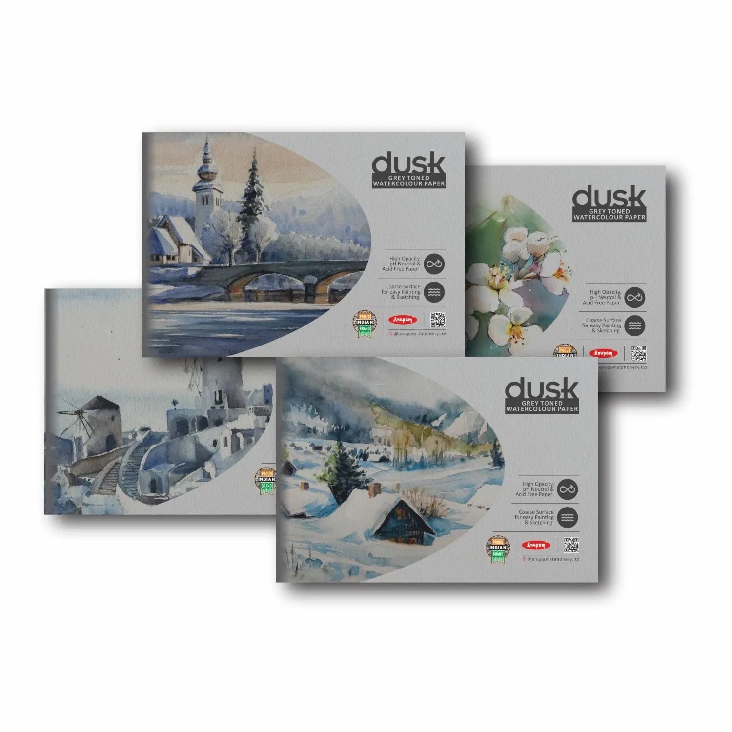 Anupam Dusk Grey Toned Water Colour Paper Cold Pressed Pad 225 GSM Anupam