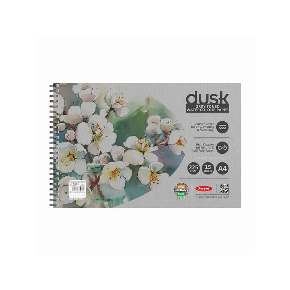 Anupam Dusk Grey Toned Water Colour Paper Cold Pressed Wireo Book 225 GSM Anupam