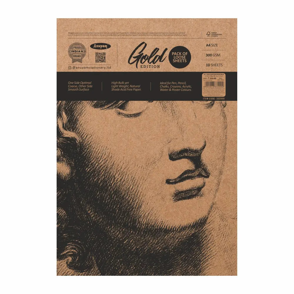 Anupam Gold Edition Sketching Paper - 300 GSM (Loose Sheet ) Canvazo