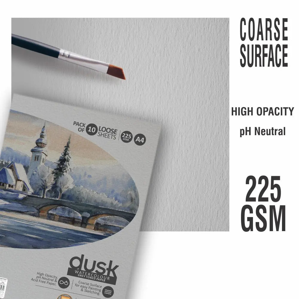 Anupam Grey Toned Watercolour Paper Loose Sheets Dusk 225 GSM Anupam